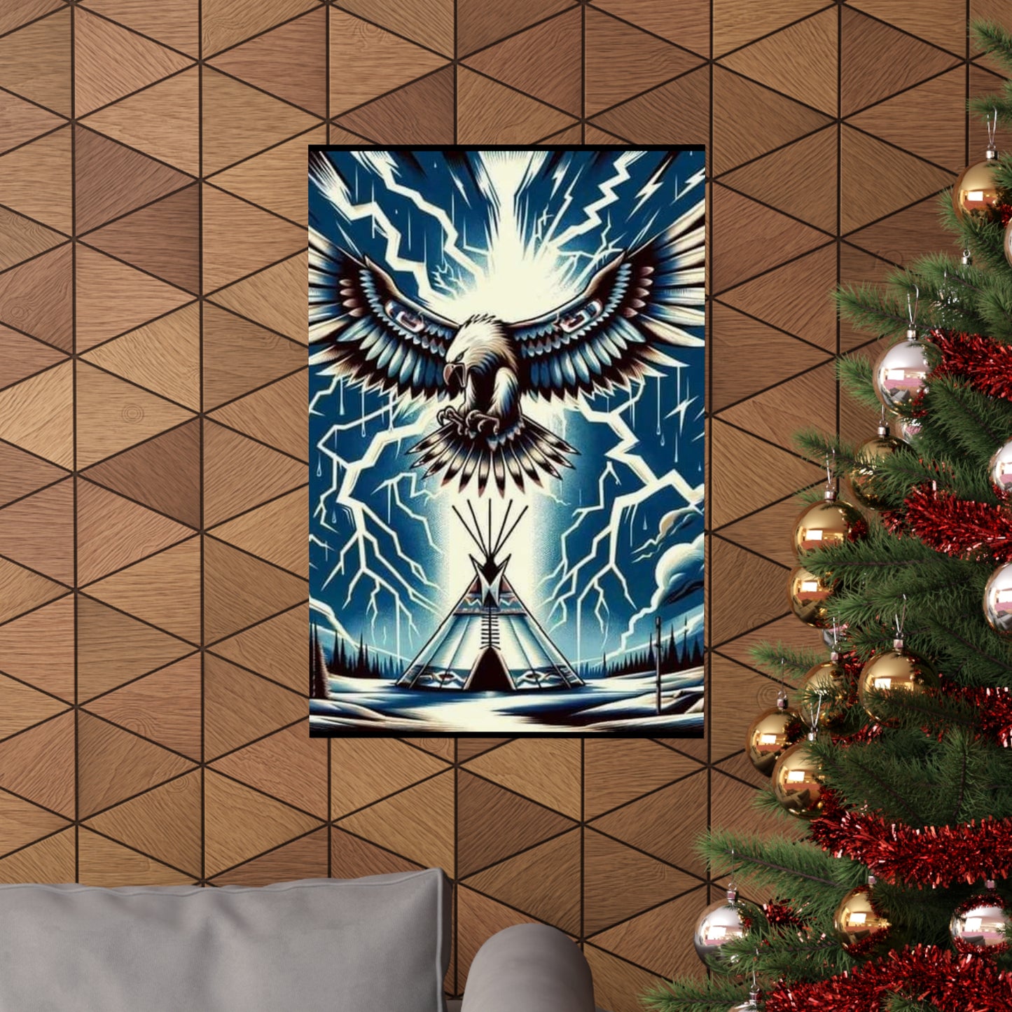 Eagle over teepee Matte Vertical Posters