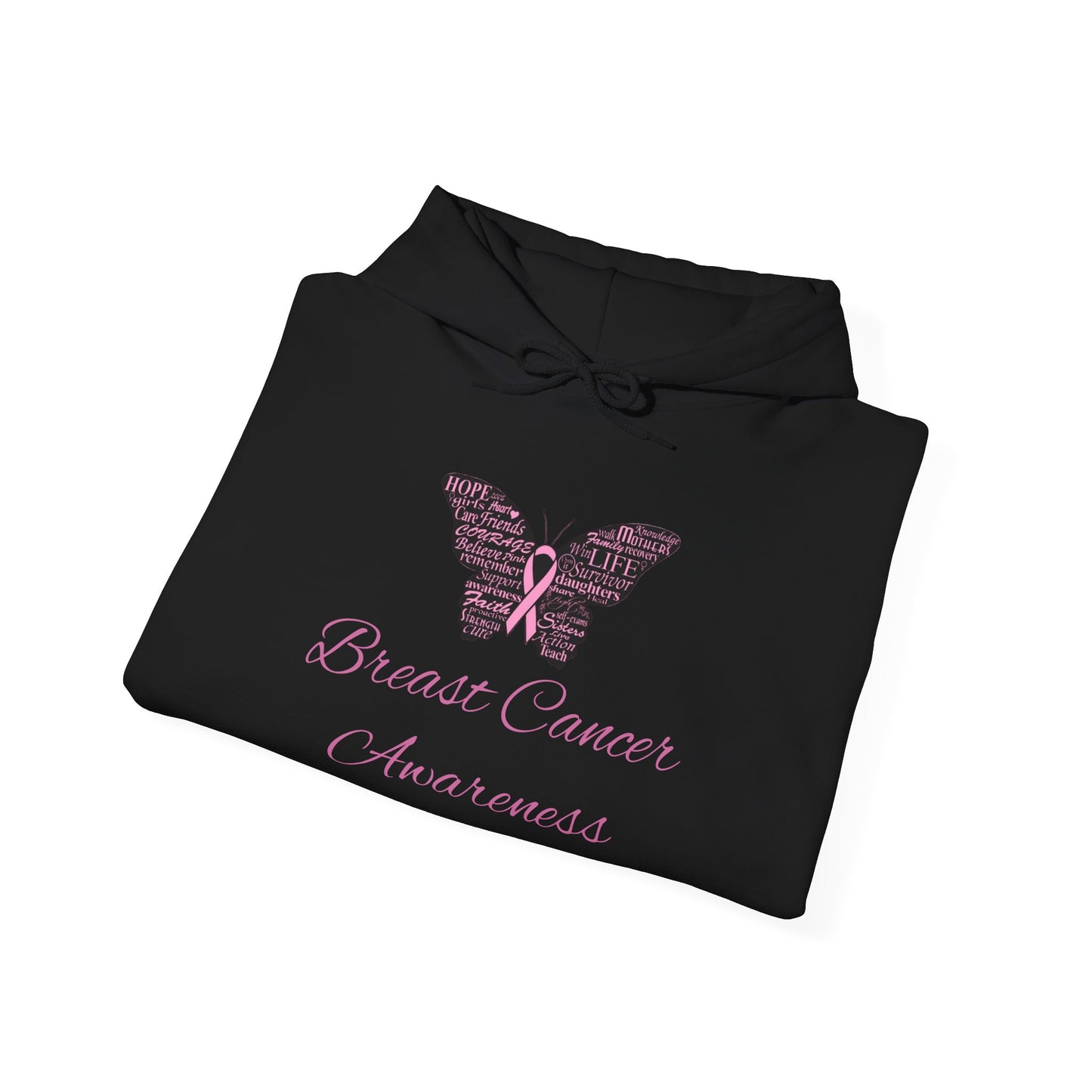 Breast Cancer Awareness Butterfly Hooded Sweatshirt