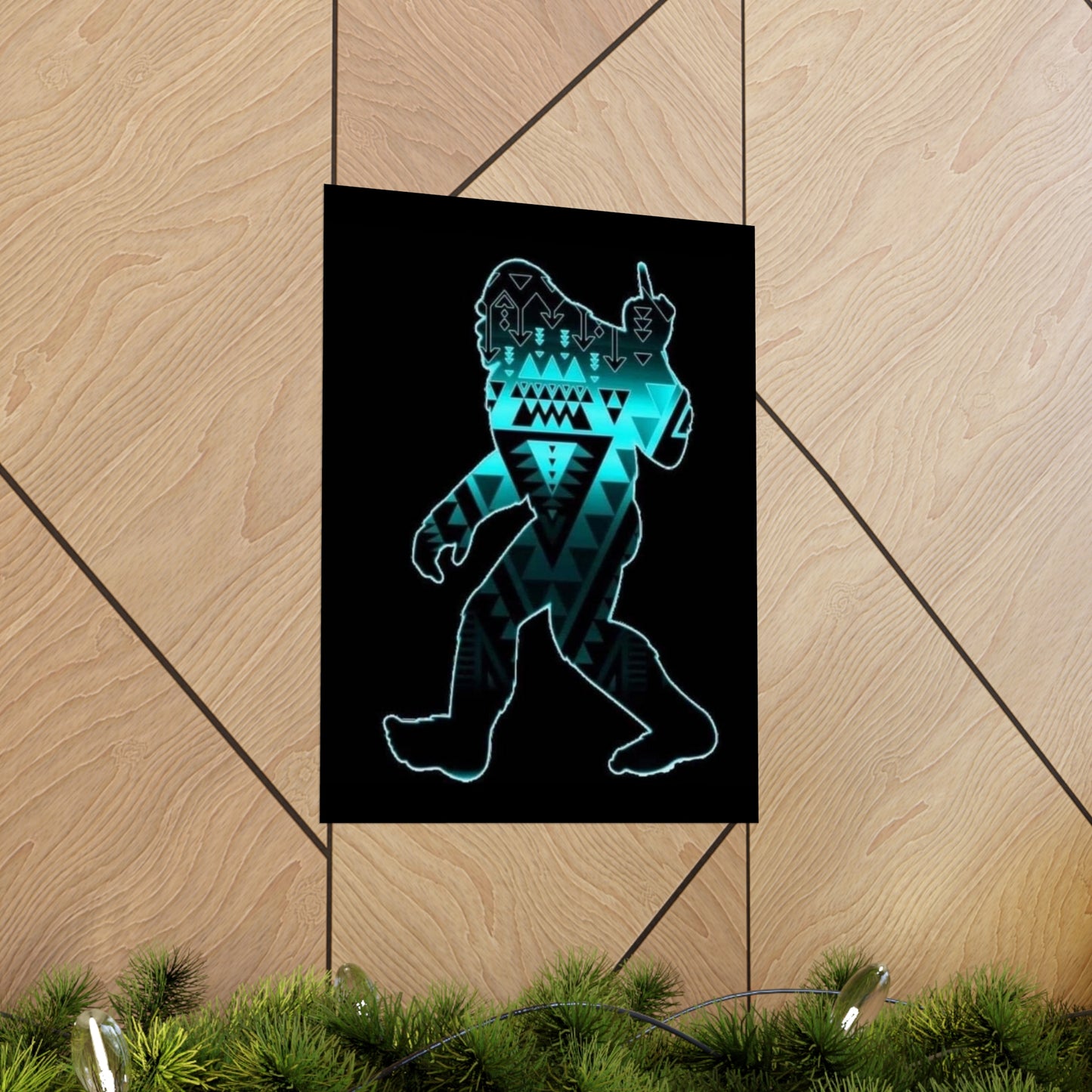 Sasquatch flipping the bird Matte Vertical Posters