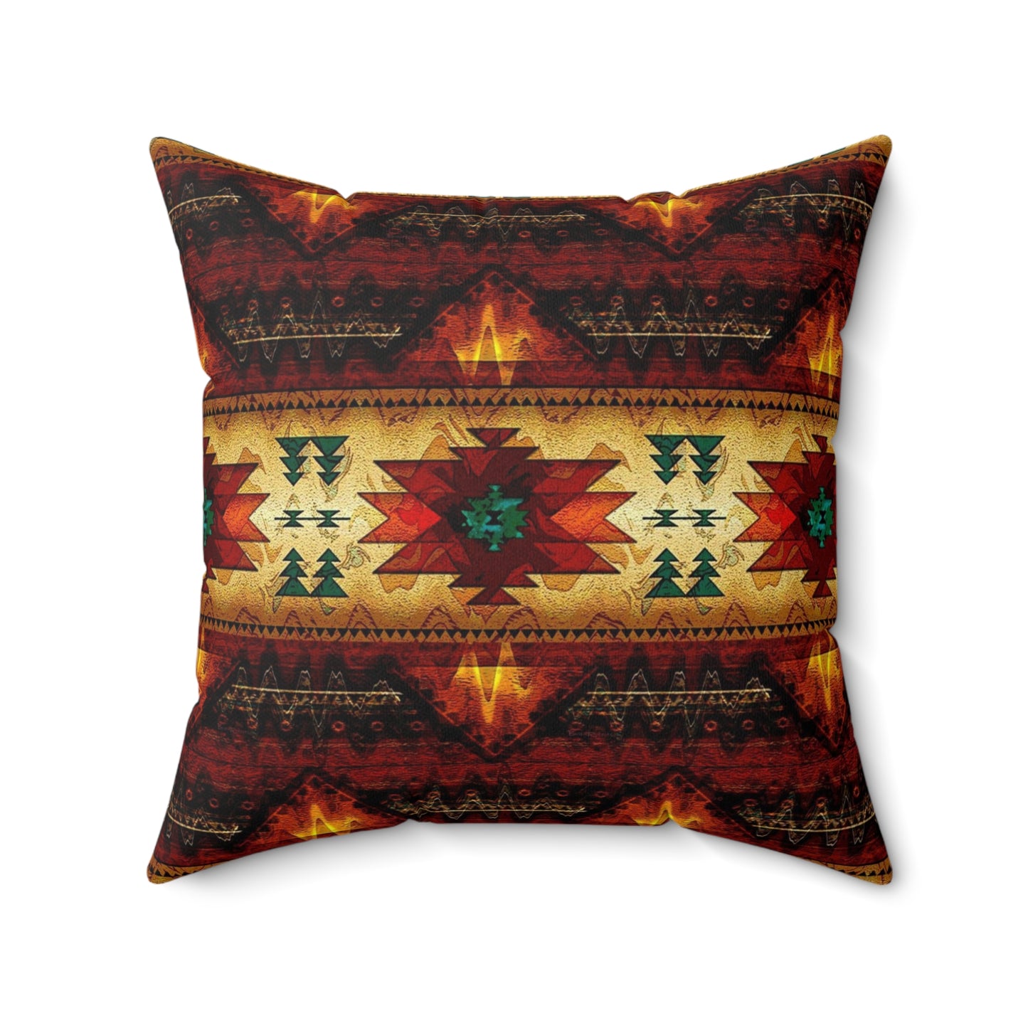 Spun indigenous print Polyester Square Pillow