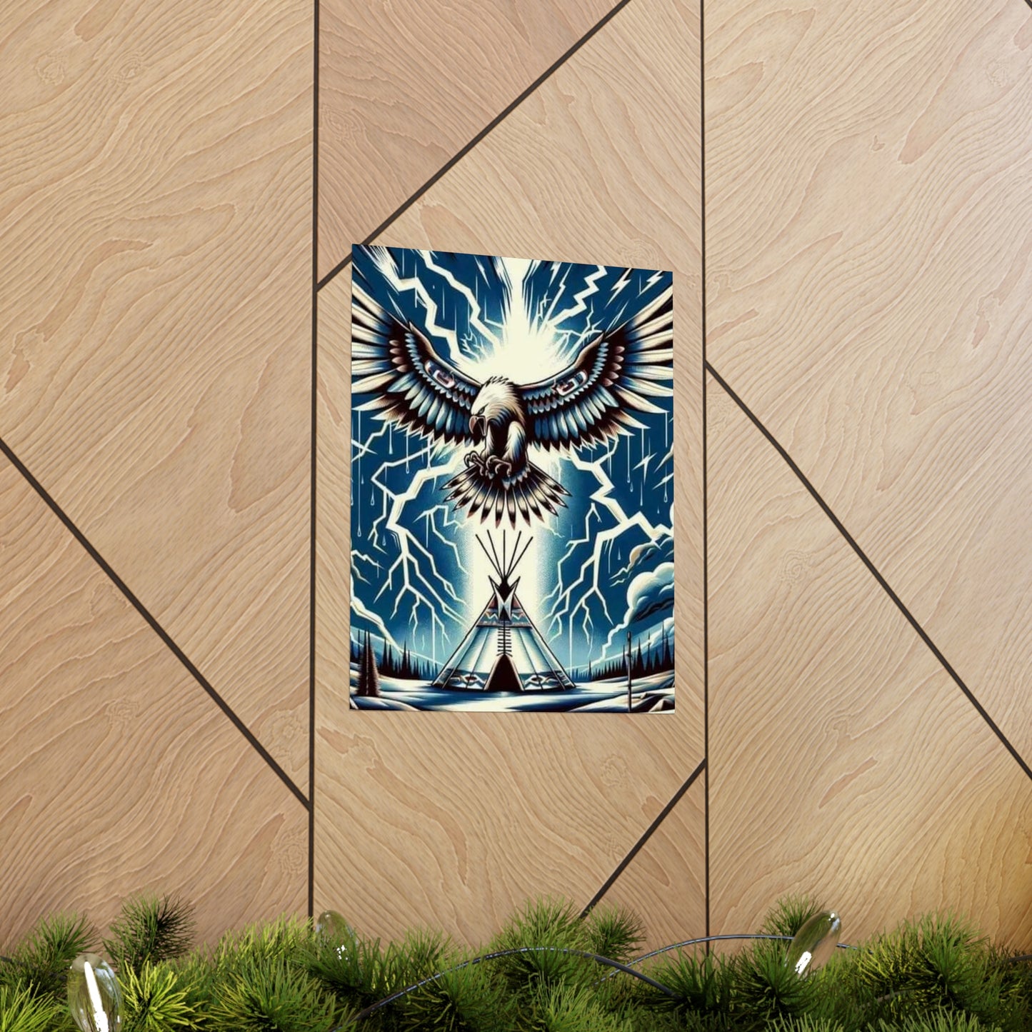 Eagle over teepee Matte Vertical Posters