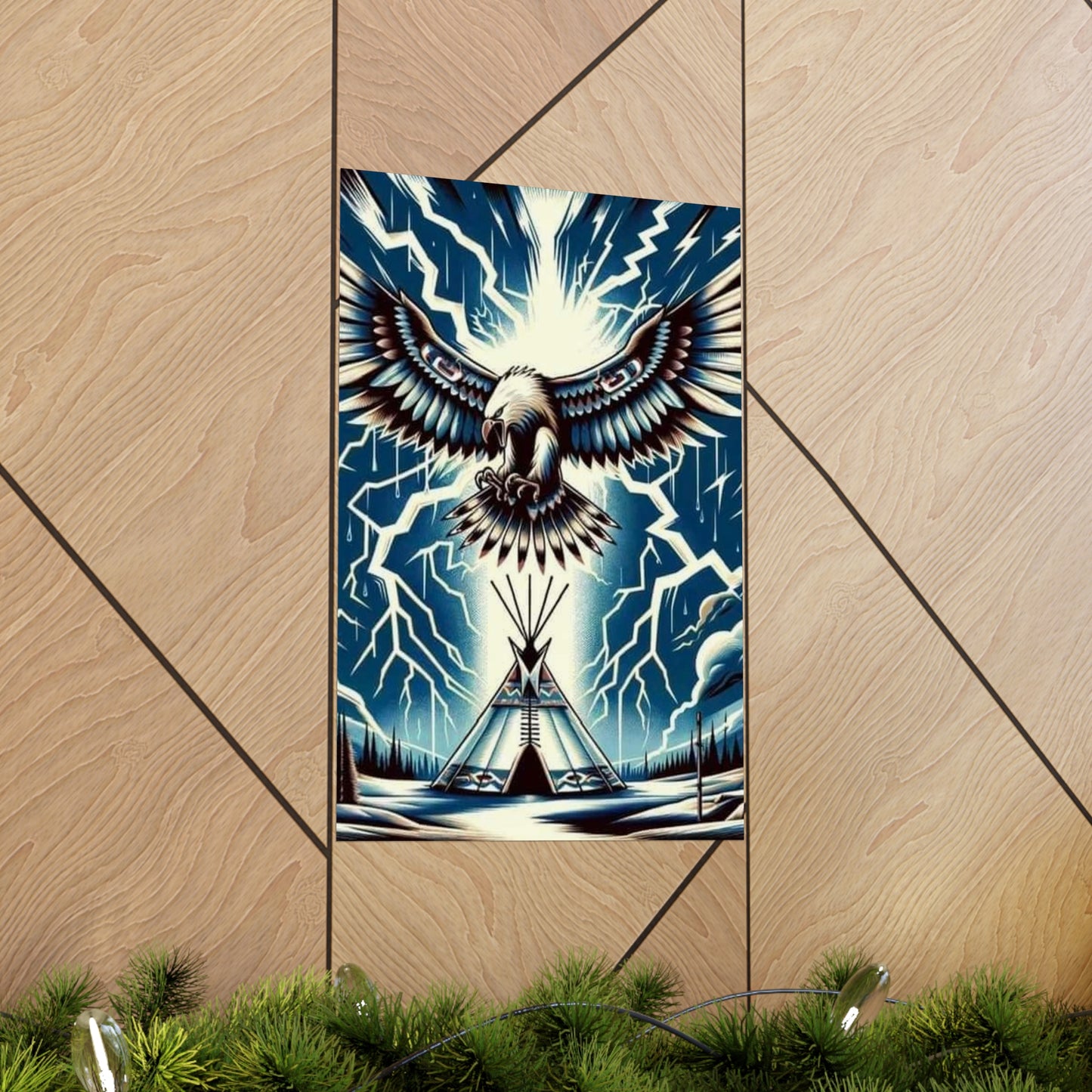 Eagle over teepee Matte Vertical Posters