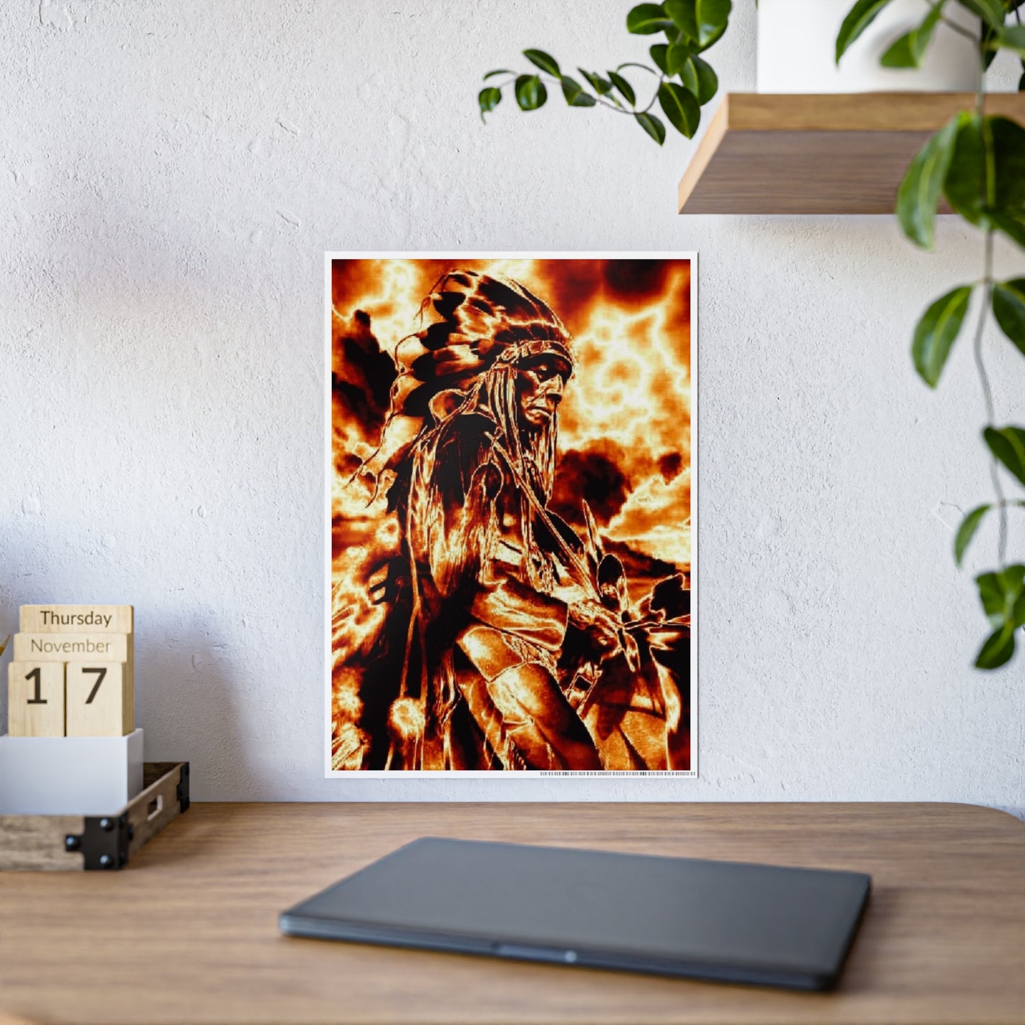 Chief in the fire sky Gloss Posters