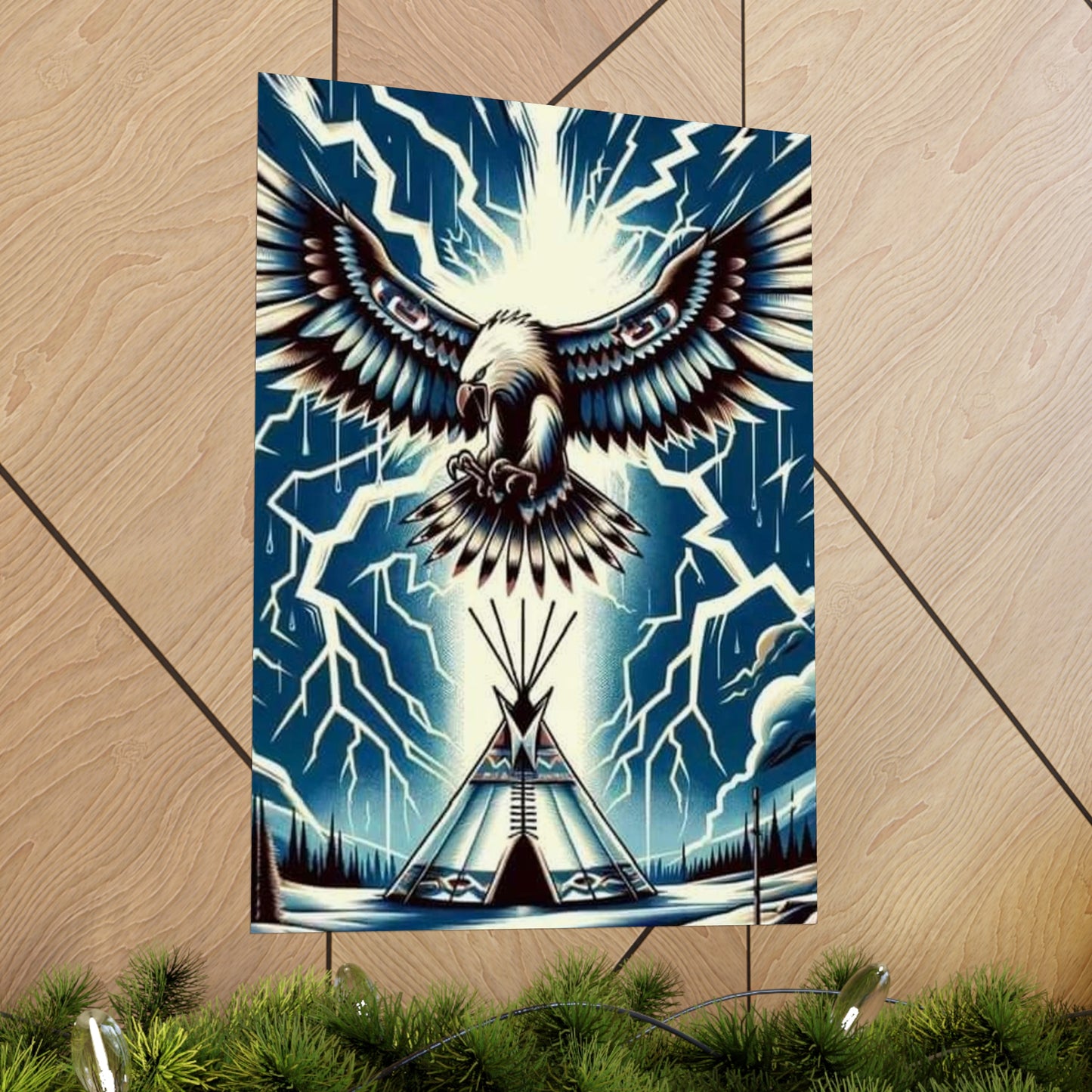 Eagle over teepee Matte Vertical Posters