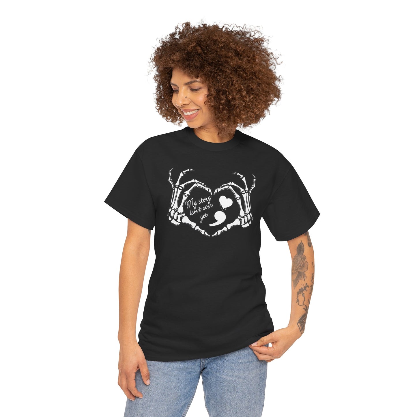 My story isn't over yet Unisex Heavy Cotton Tee | Suicide Awareness, Casual, Streetwear, Emo Fashion, Unique Graphic Tee,