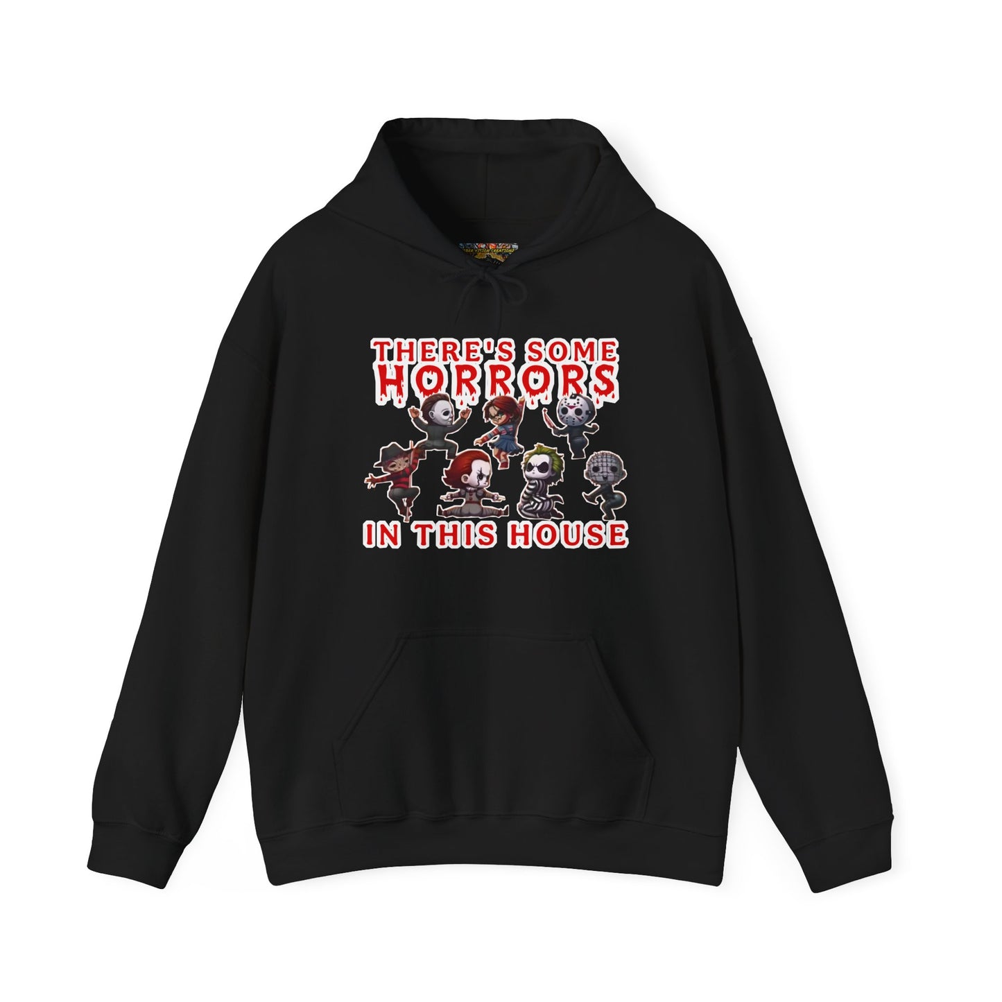There's some horrors in this house Unisex Hoodie: Perfect for Fans of Spooky Vibes, Halloween, and Cozy Nights, Gifts for Horror Lovers, Fun Apparel