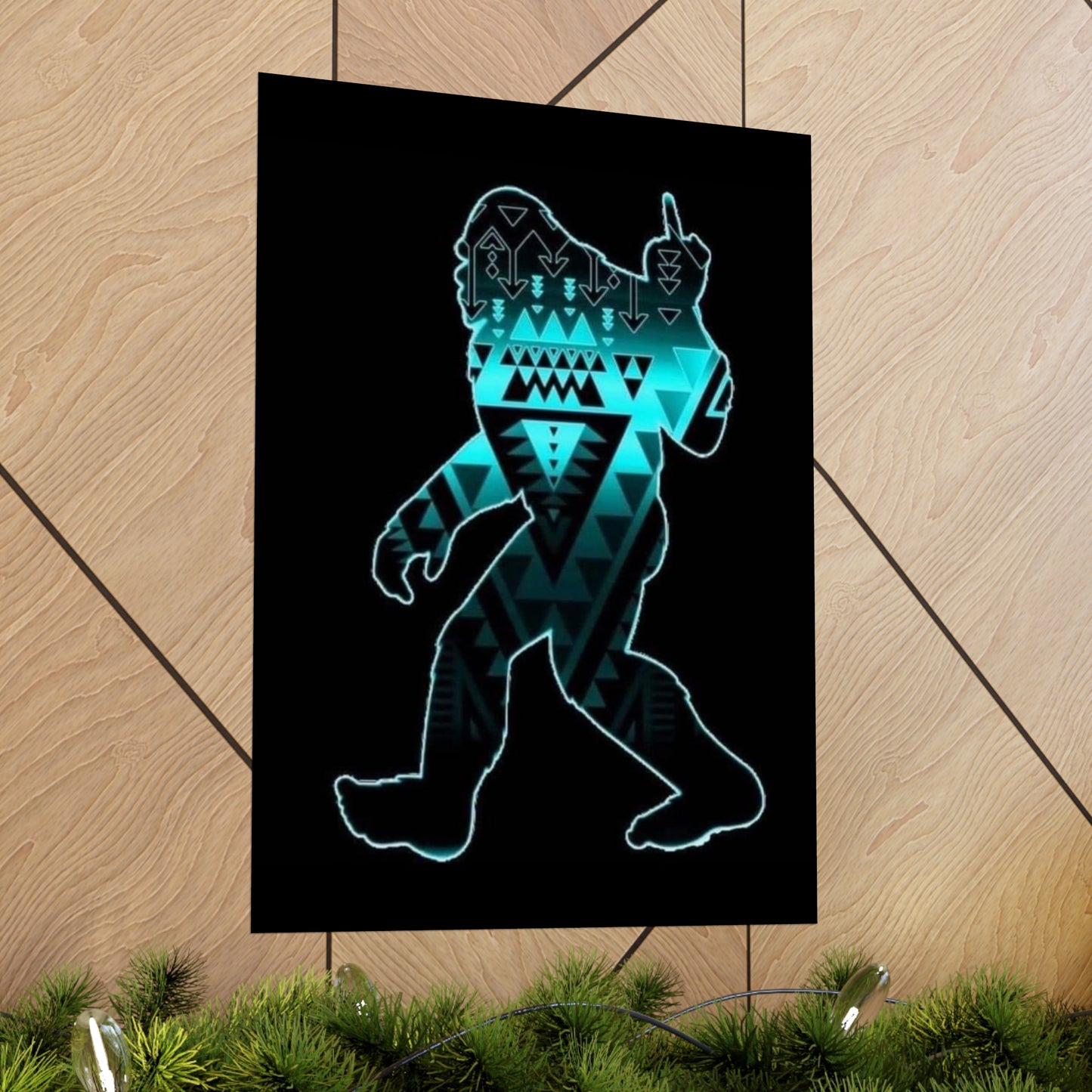 Sasquatch flipping the bird Matte Vertical Posters