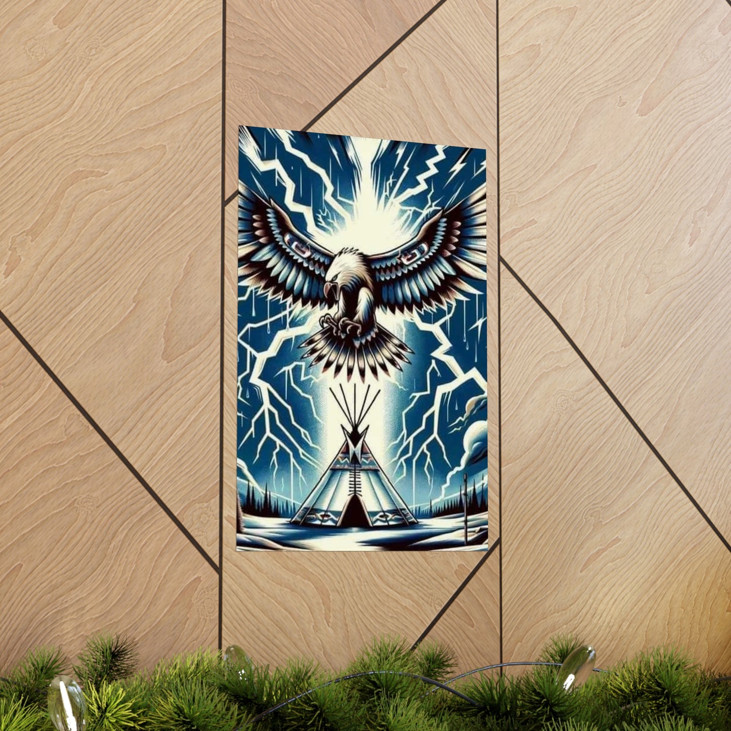 Eagle over teepee Matte Vertical Posters