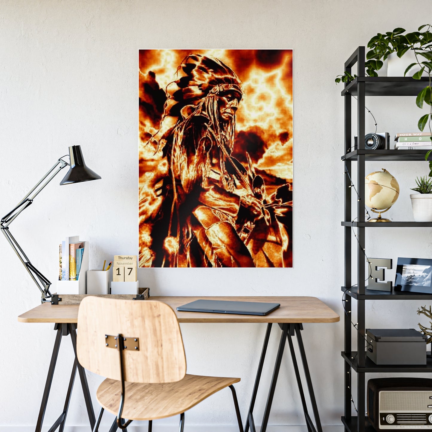 Chief in the fire sky Gloss Posters