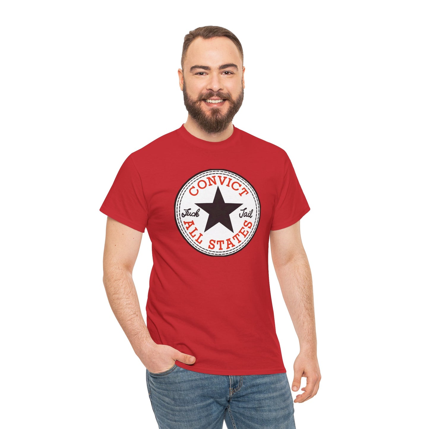 Convict All States Unisex Heavy Cotton Tee - Casualwear, Street Style, Gift for Him/Her, Retro Vintage Shirt, Fun Graphic Tee