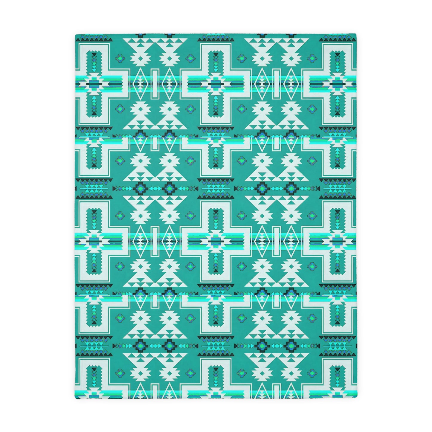 Turquoise/purple Native print Velveteen Microfiber Blanket (Two-sided print)