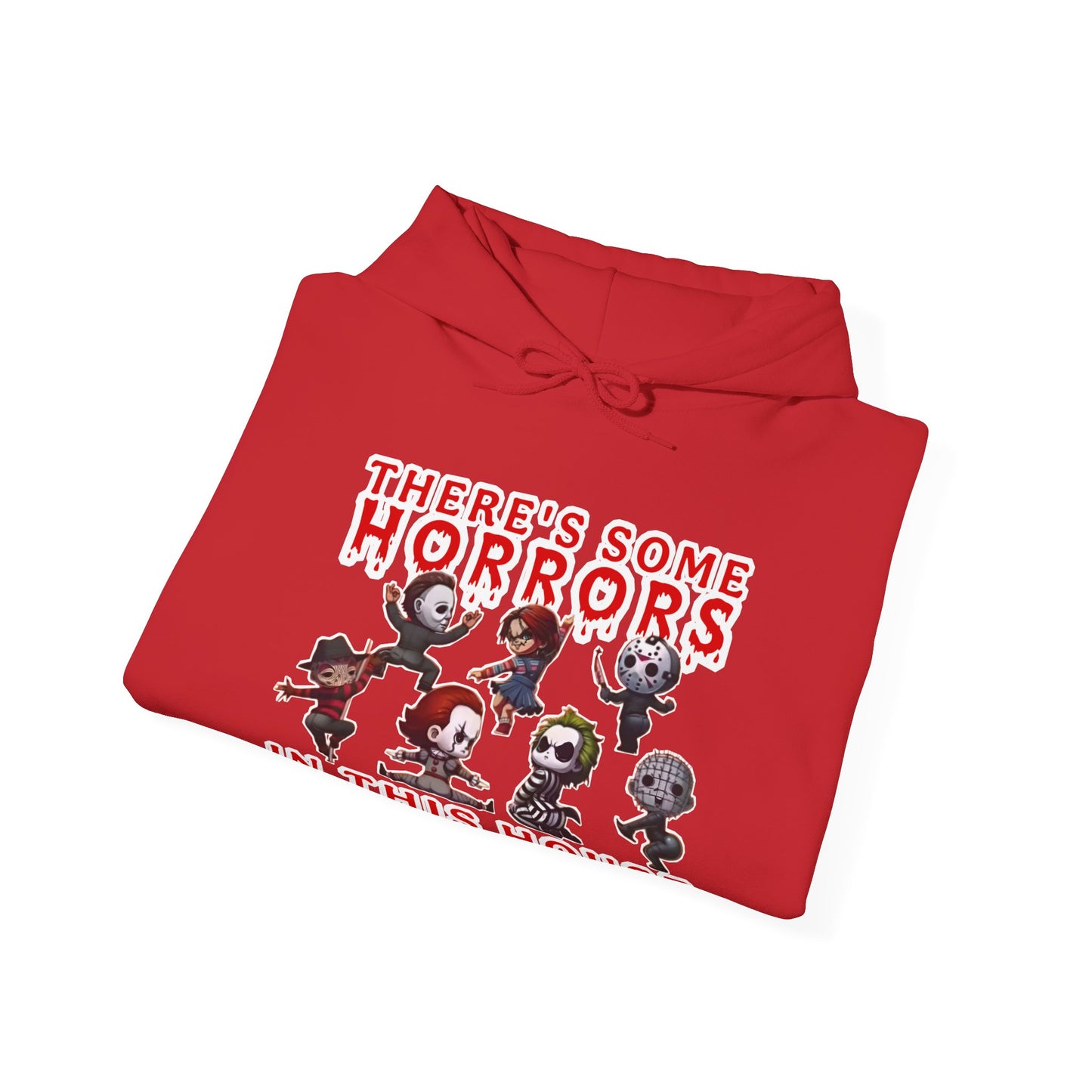 There's some horrors in this house Unisex Hoodie: Perfect for Fans of Spooky Vibes, Halloween, and Cozy Nights, Gifts for Horror Lovers, Fun Apparel