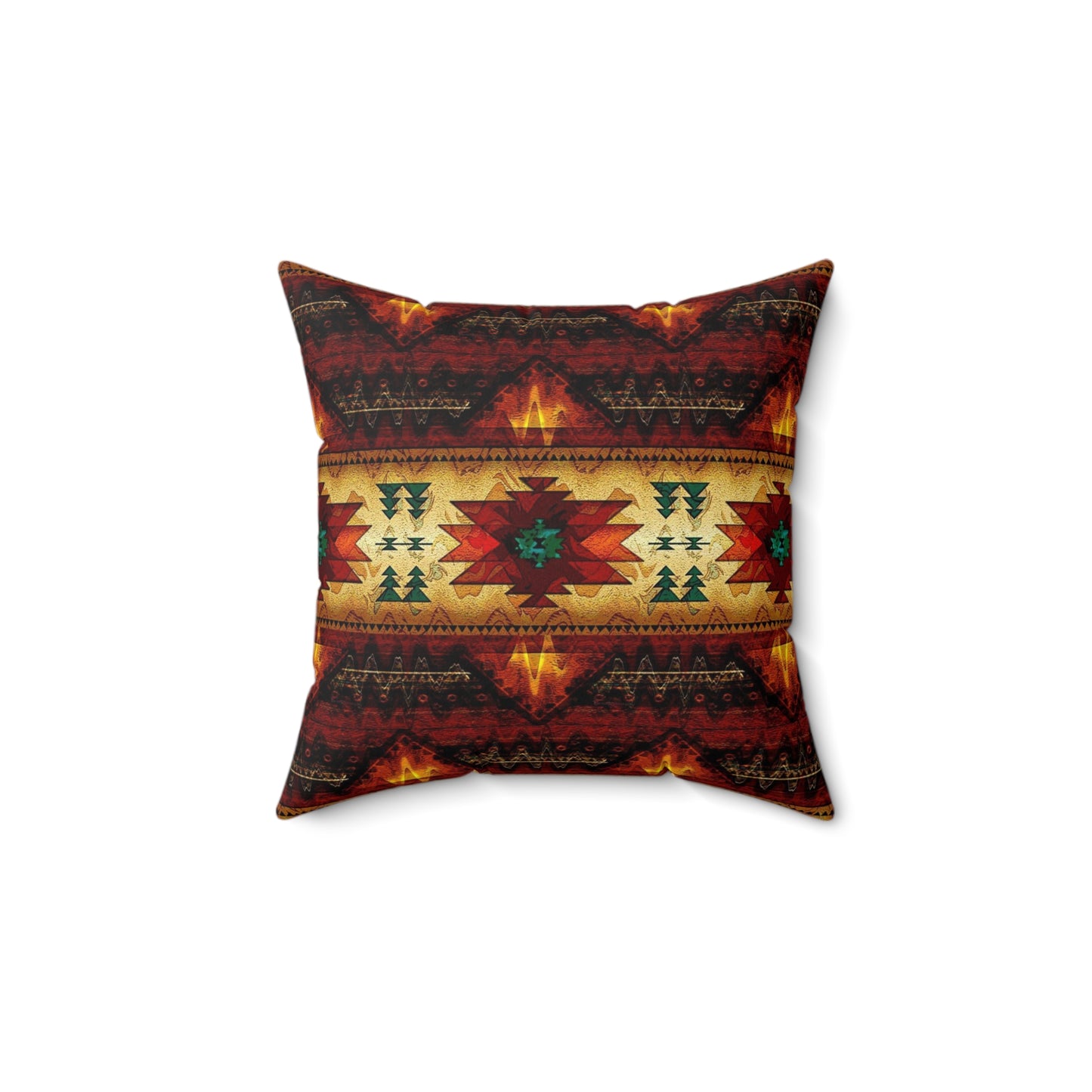 Spun indigenous print Polyester Square Pillow