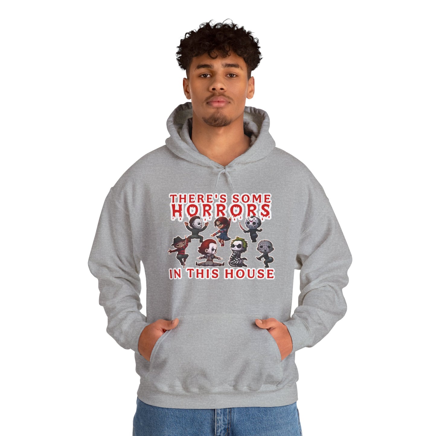 There's some horrors in this house Unisex Hoodie: Perfect for Fans of Spooky Vibes, Halloween, and Cozy Nights, Gifts for Horror Lovers, Fun Apparel