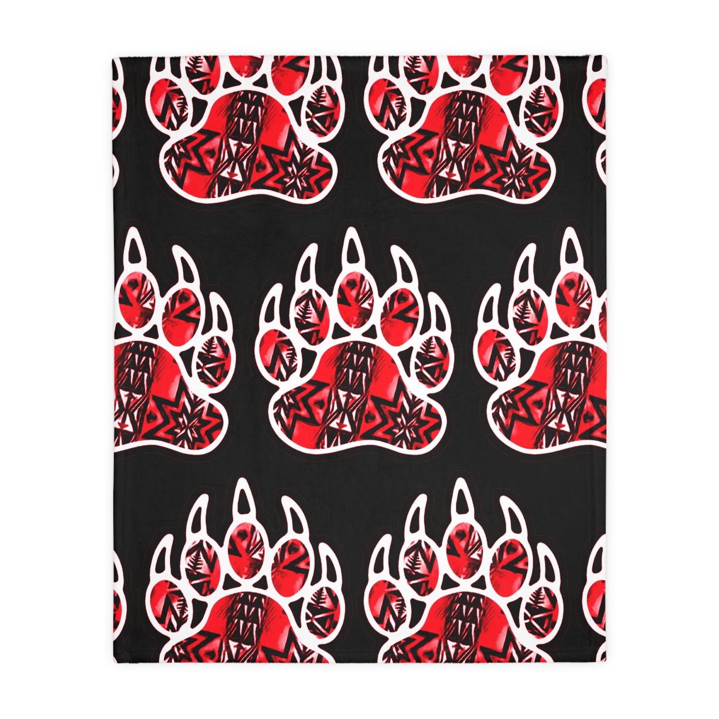 Bear paw/Dragonfly floral Velveteen Microfiber Blanket (Two-sided print)