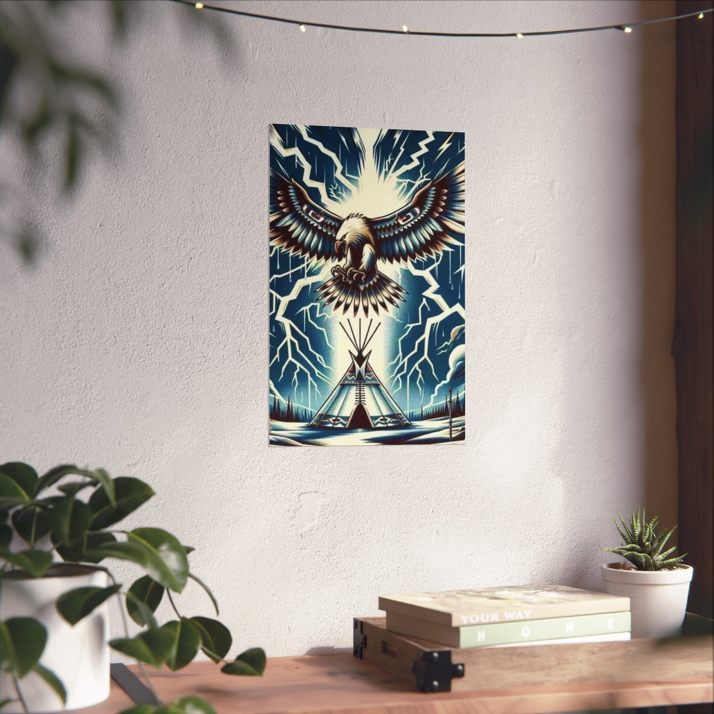 Eagle over teepee Matte Vertical Posters