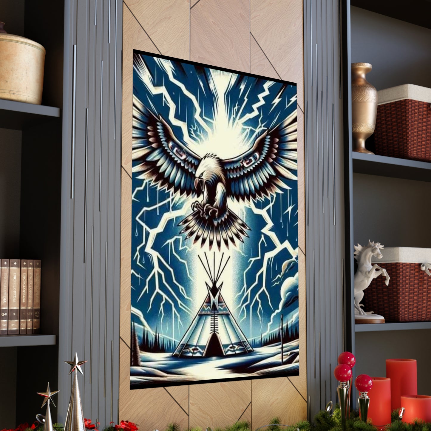 Eagle over teepee Matte Vertical Posters