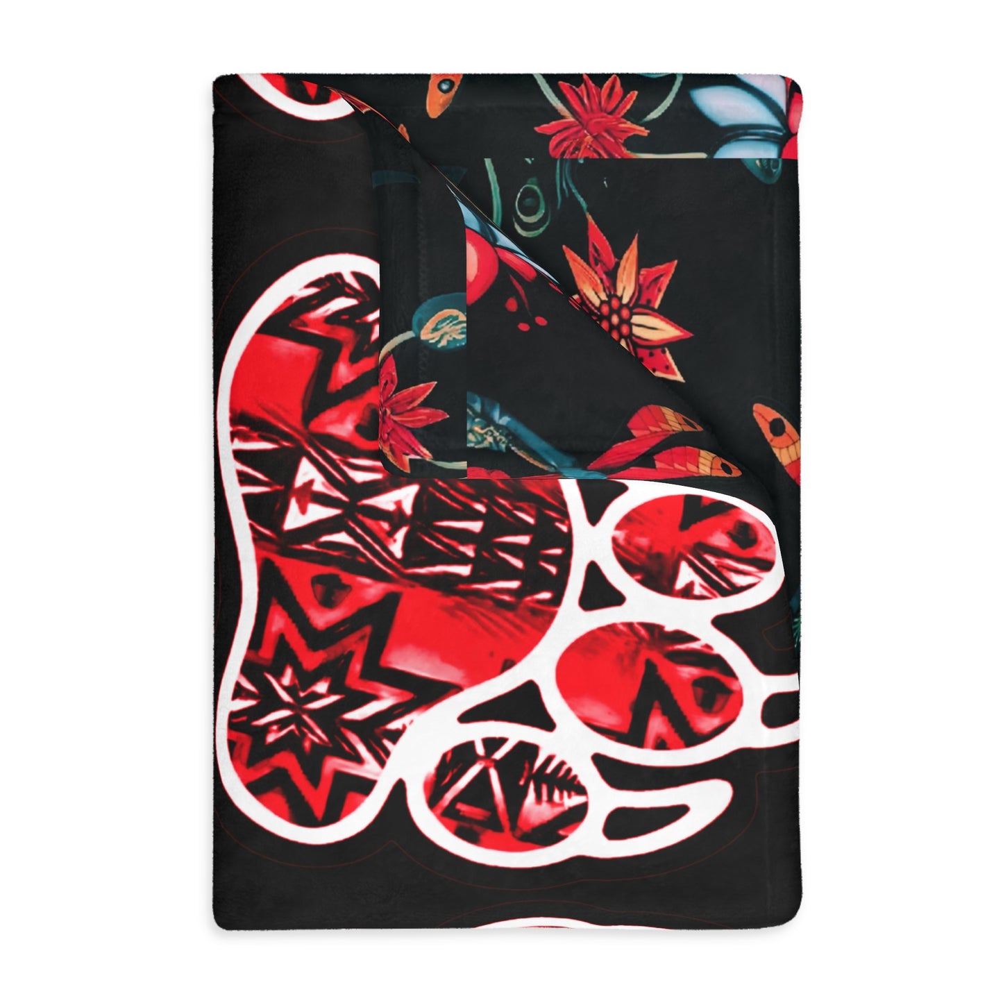 Bear paw/Dragonfly floral Velveteen Microfiber Blanket (Two-sided print)