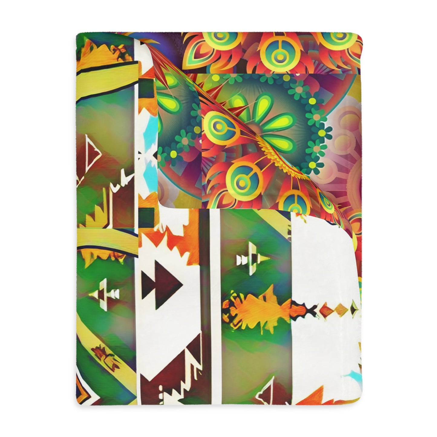 Buffalo skull/Colorful print Velveteen Microfiber Blanket (Two-sided print)
