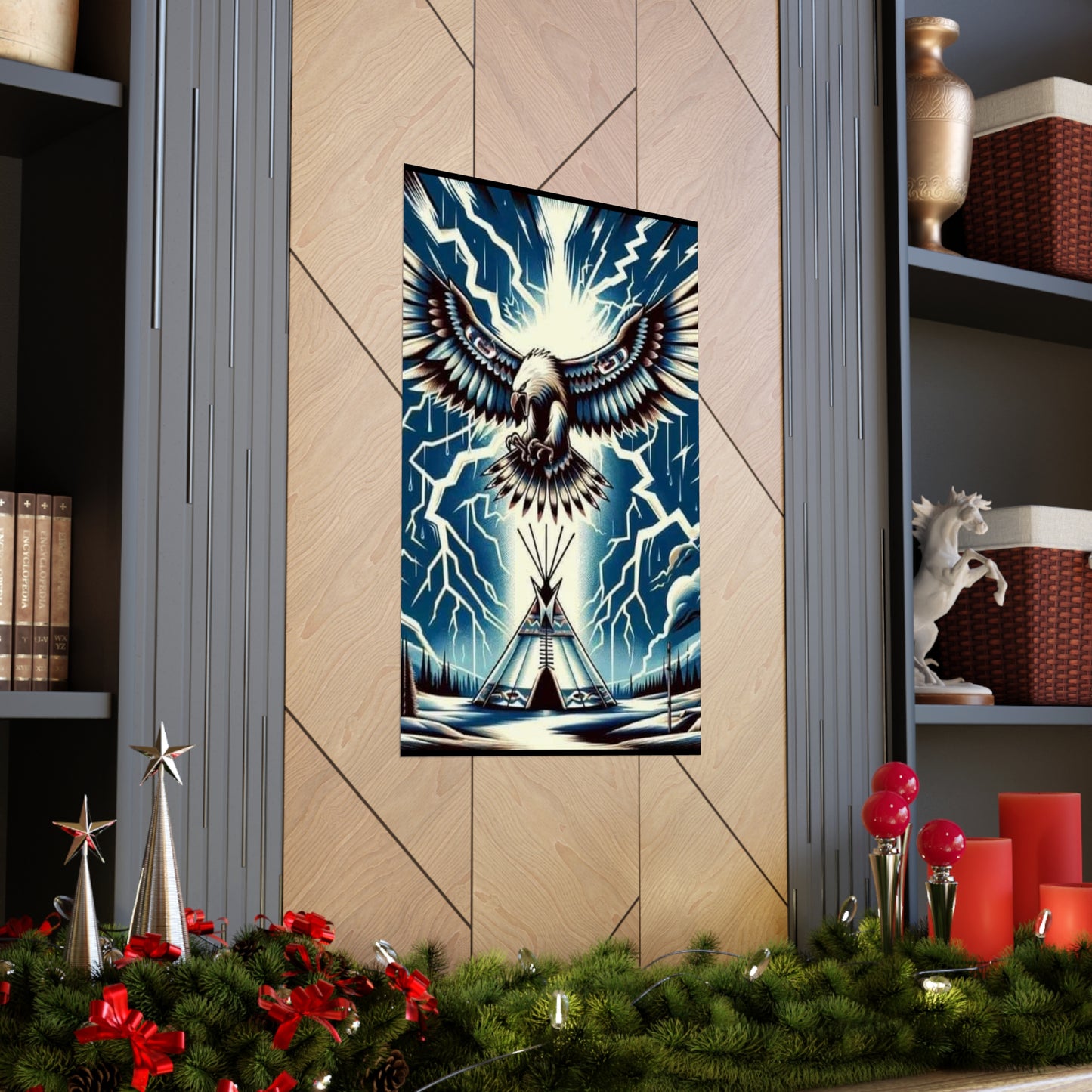Eagle over teepee Matte Vertical Posters