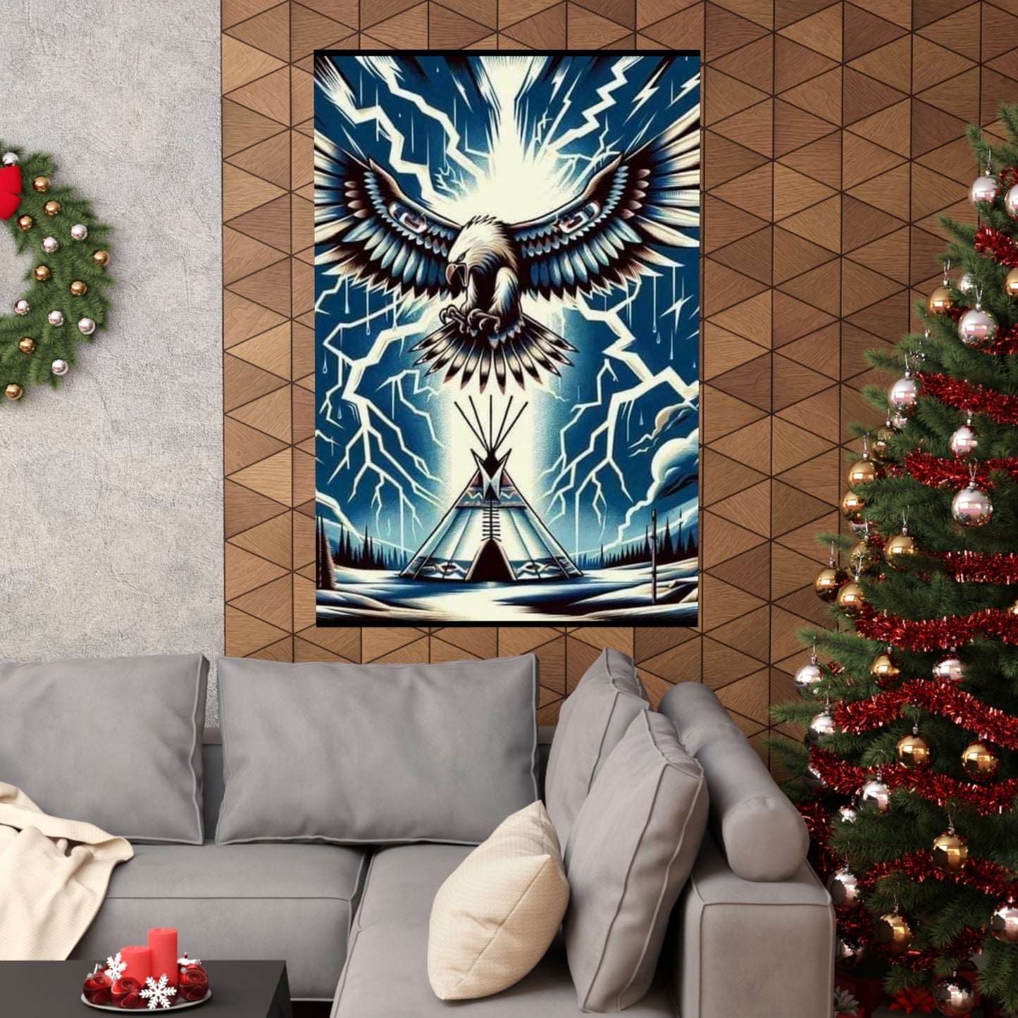 Eagle over teepee Matte Vertical Posters