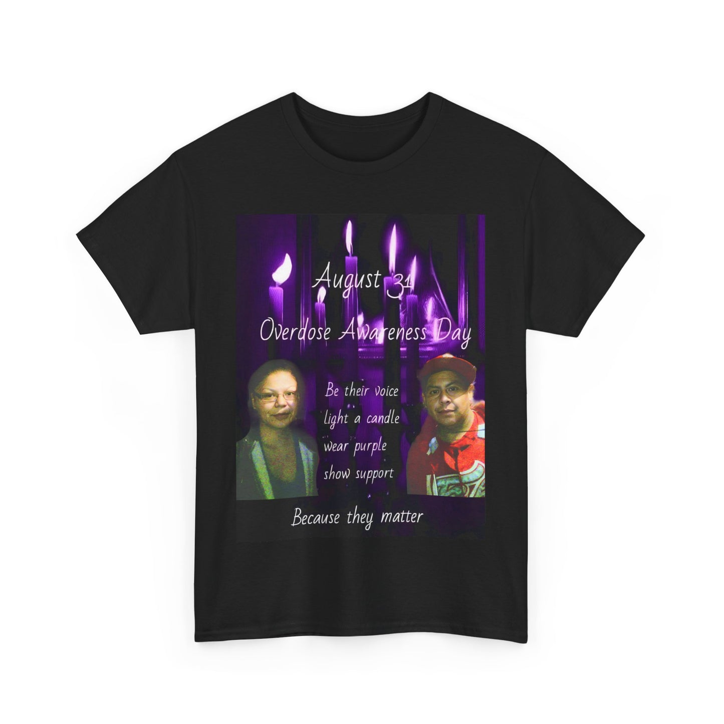 Unisex Heavy Cotton Tee for Overdose Awareness Day, Love, Support, Protest, Mental Health, Candle Theme Shirt