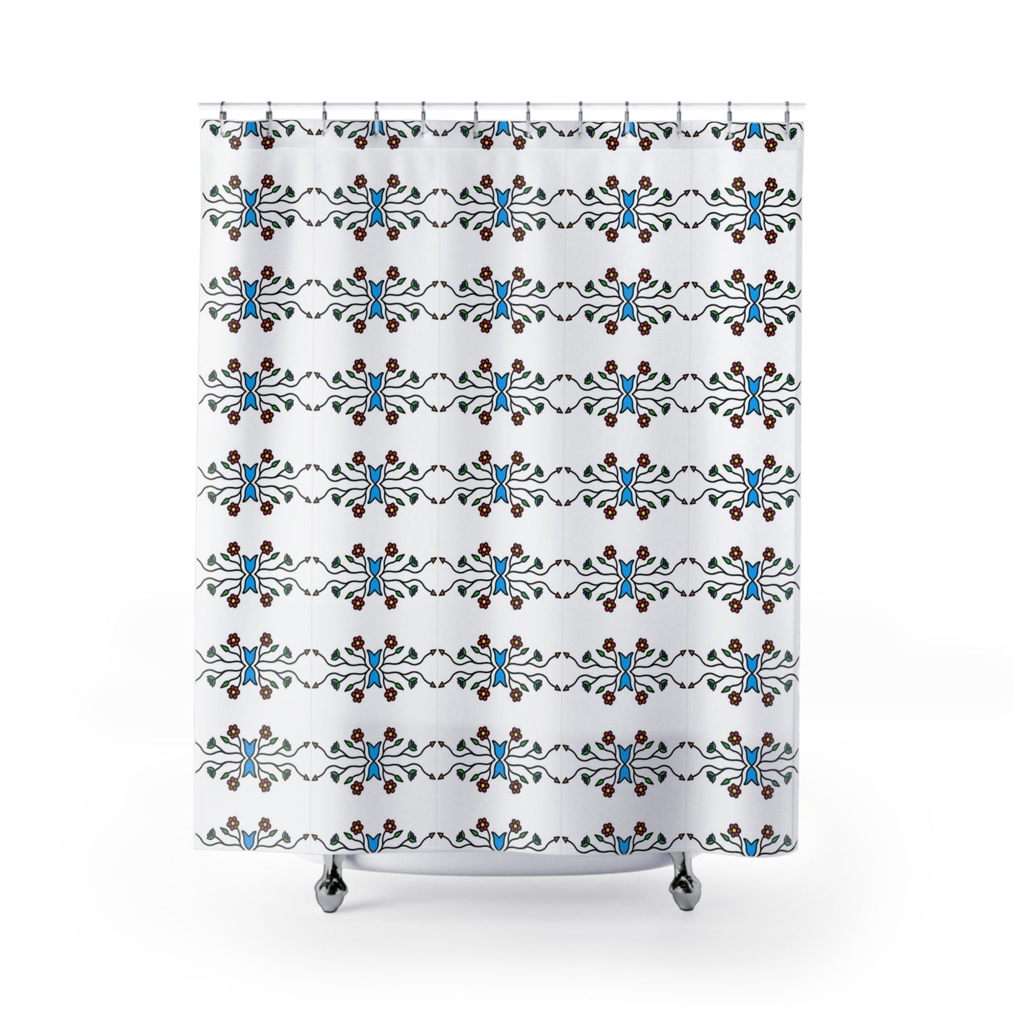 indigenous floral print Shower Curtains