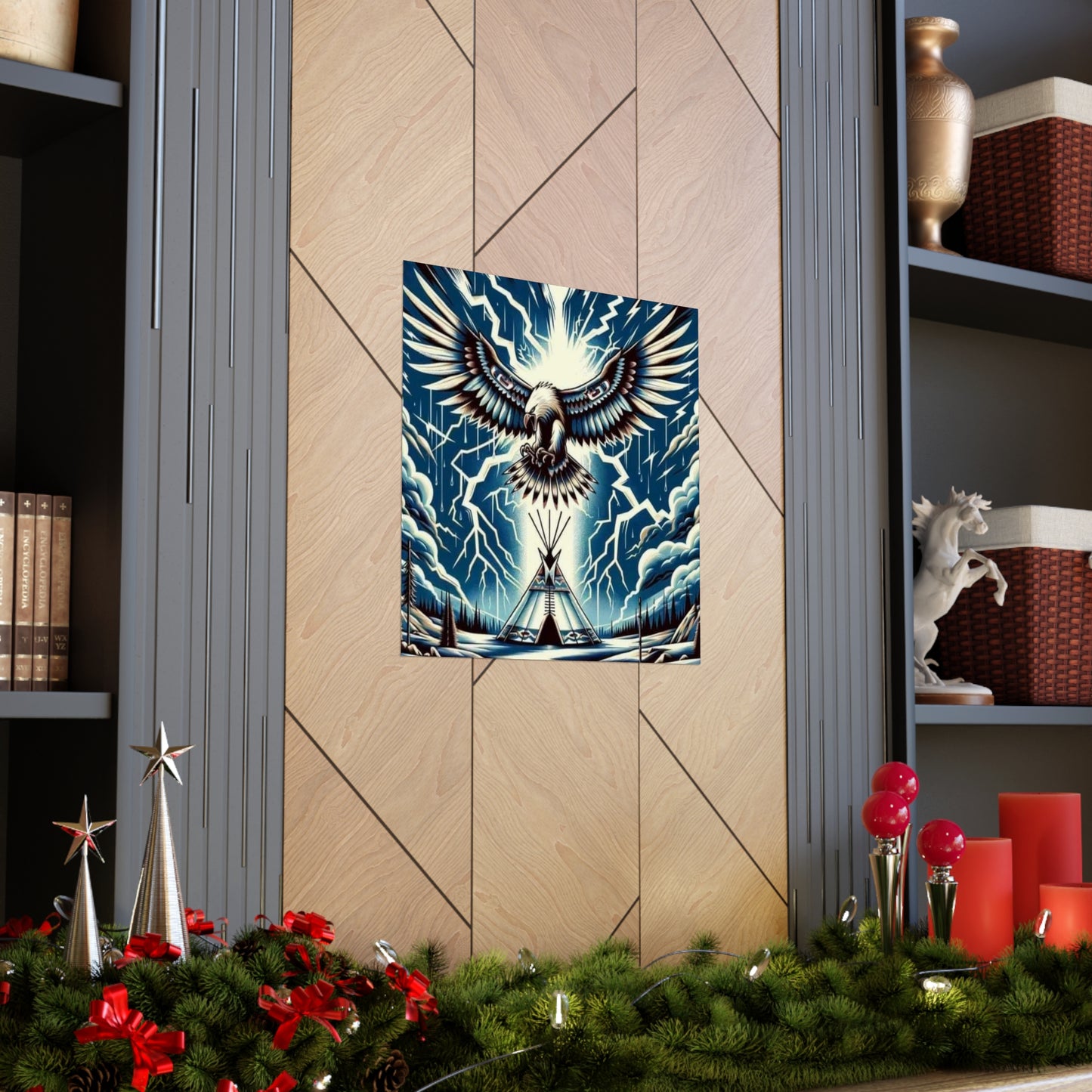 Eagle over teepee Matte Vertical Posters