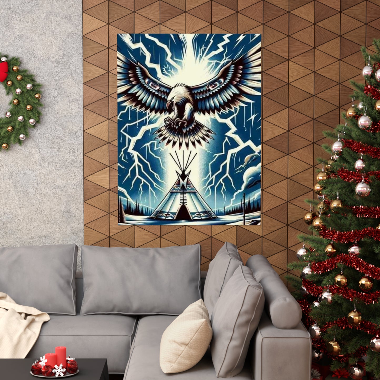 Eagle over teepee Matte Vertical Posters