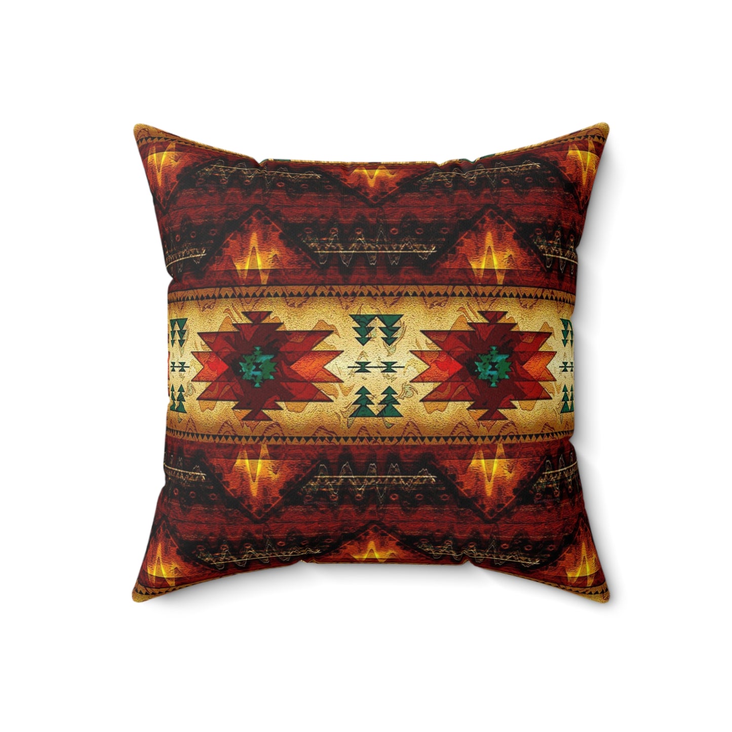Spun indigenous print Polyester Square Pillow