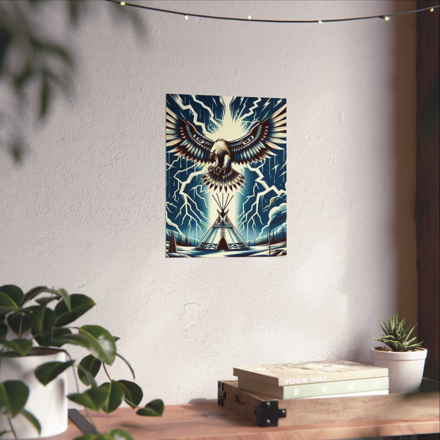 Eagle over teepee Matte Vertical Posters
