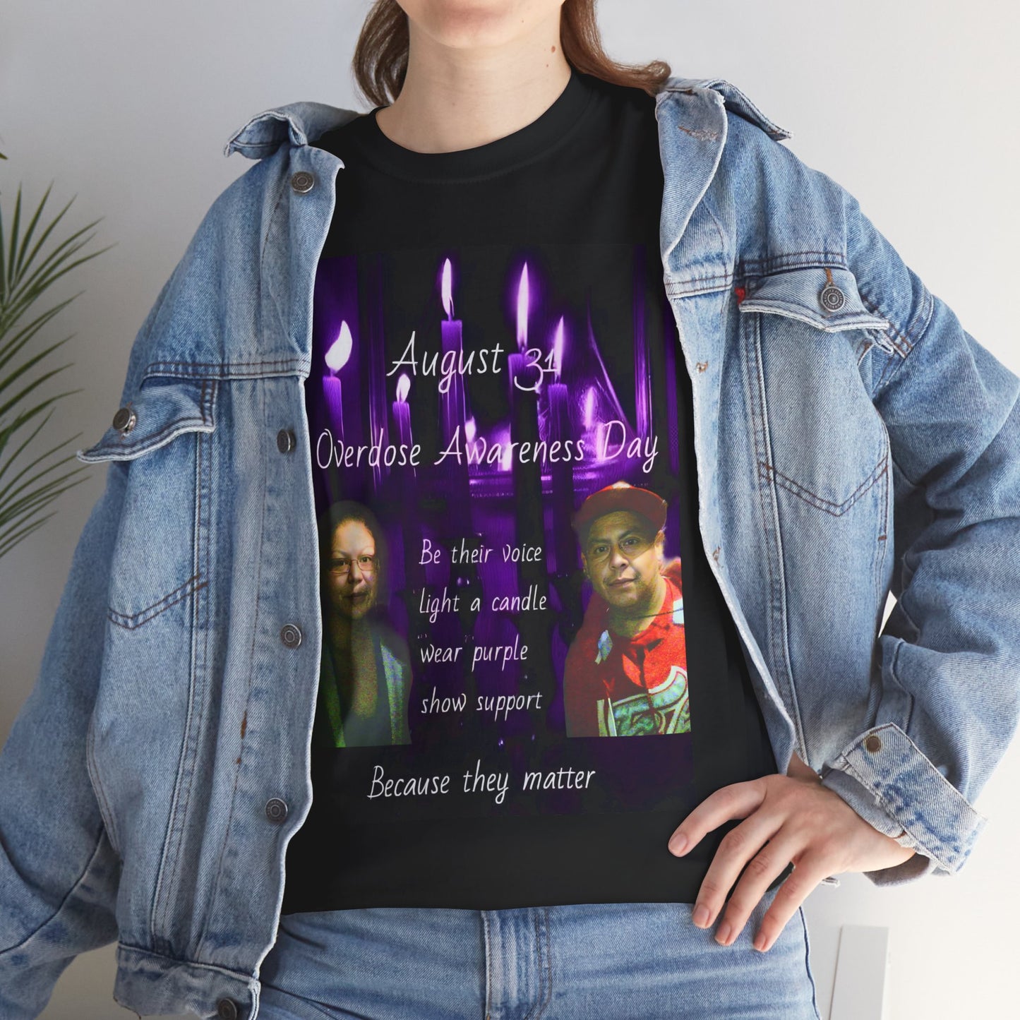 Unisex Heavy Cotton Tee for Overdose Awareness Day, Love, Support, Protest, Mental Health, Candle Theme Shirt