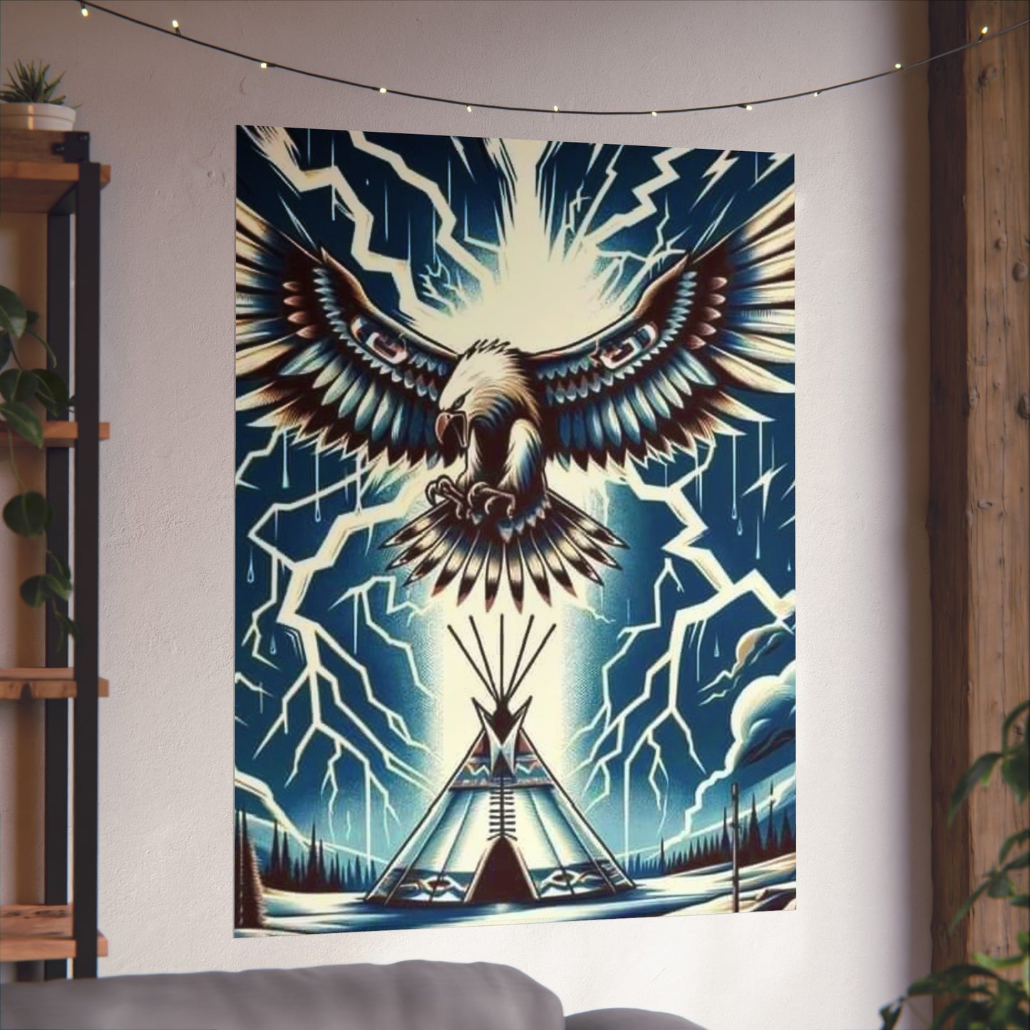 Eagle over teepee Matte Vertical Posters