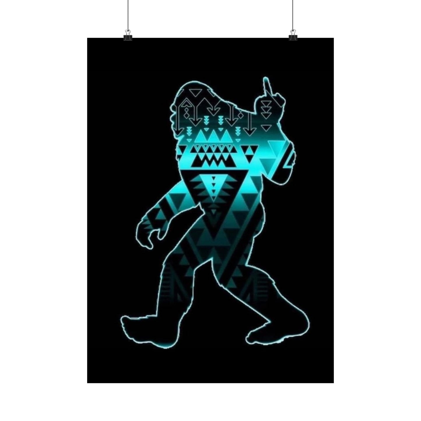 Sasquatch flipping the bird Matte Vertical Posters