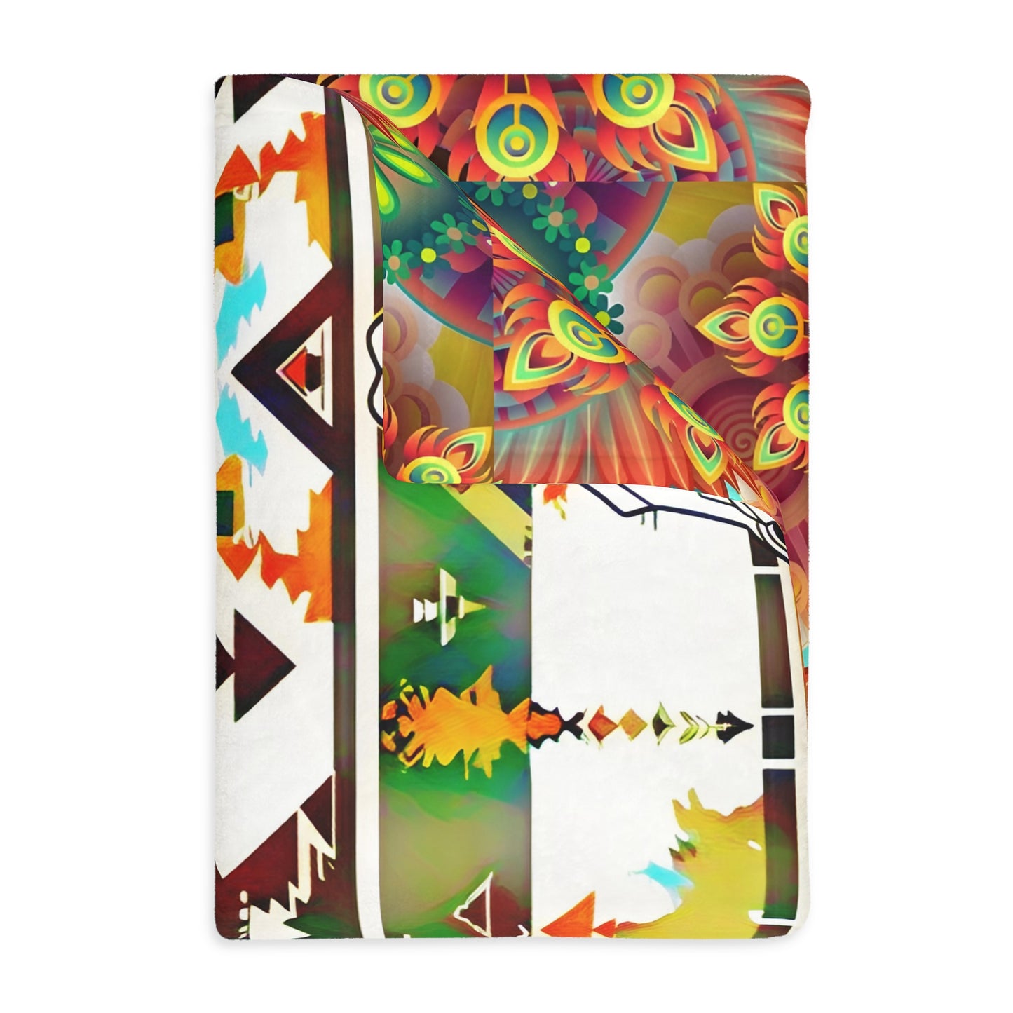 Buffalo skull/Colorful print Velveteen Microfiber Blanket (Two-sided print)
