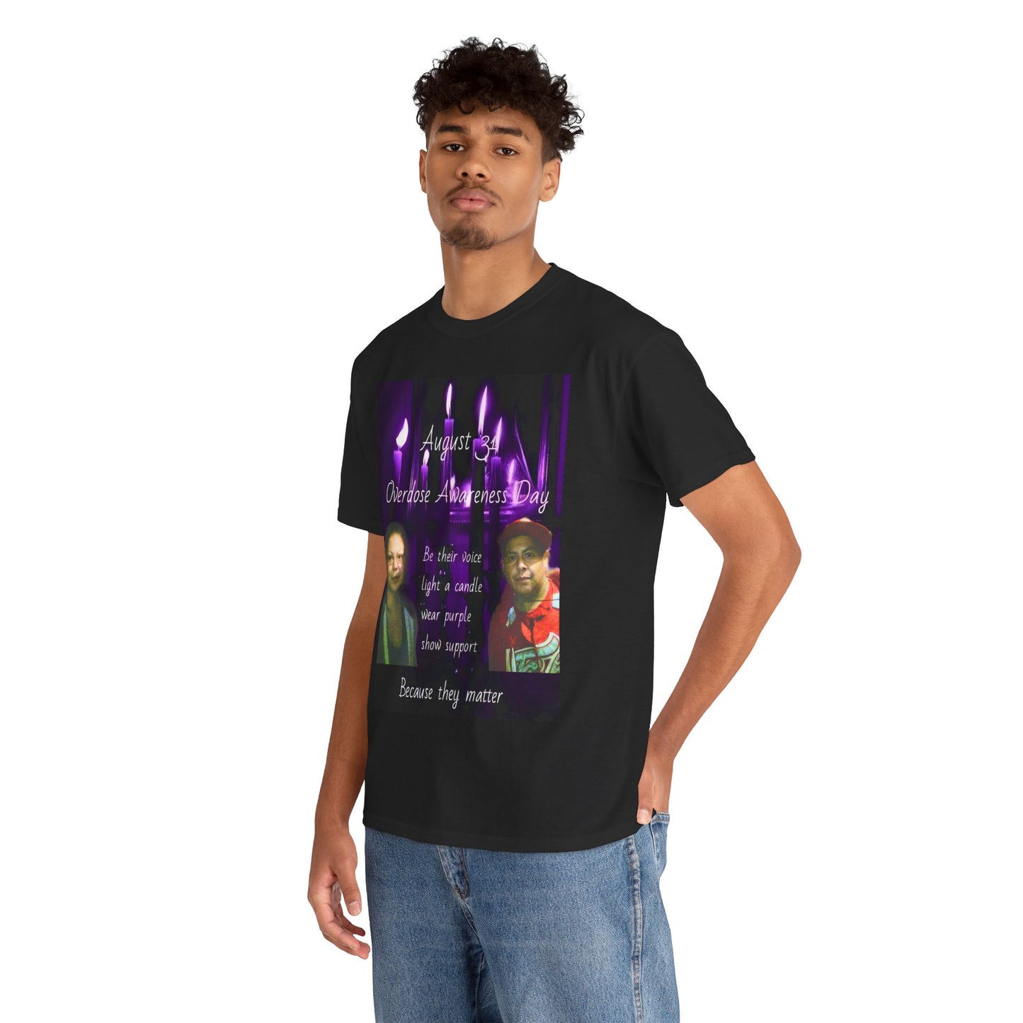Unisex Heavy Cotton Tee for Overdose Awareness Day, Love, Support, Protest, Mental Health, Candle Theme Shirt