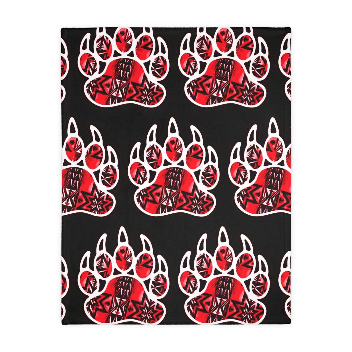 Bear paw/Dragonfly floral Velveteen Microfiber Blanket (Two-sided print)