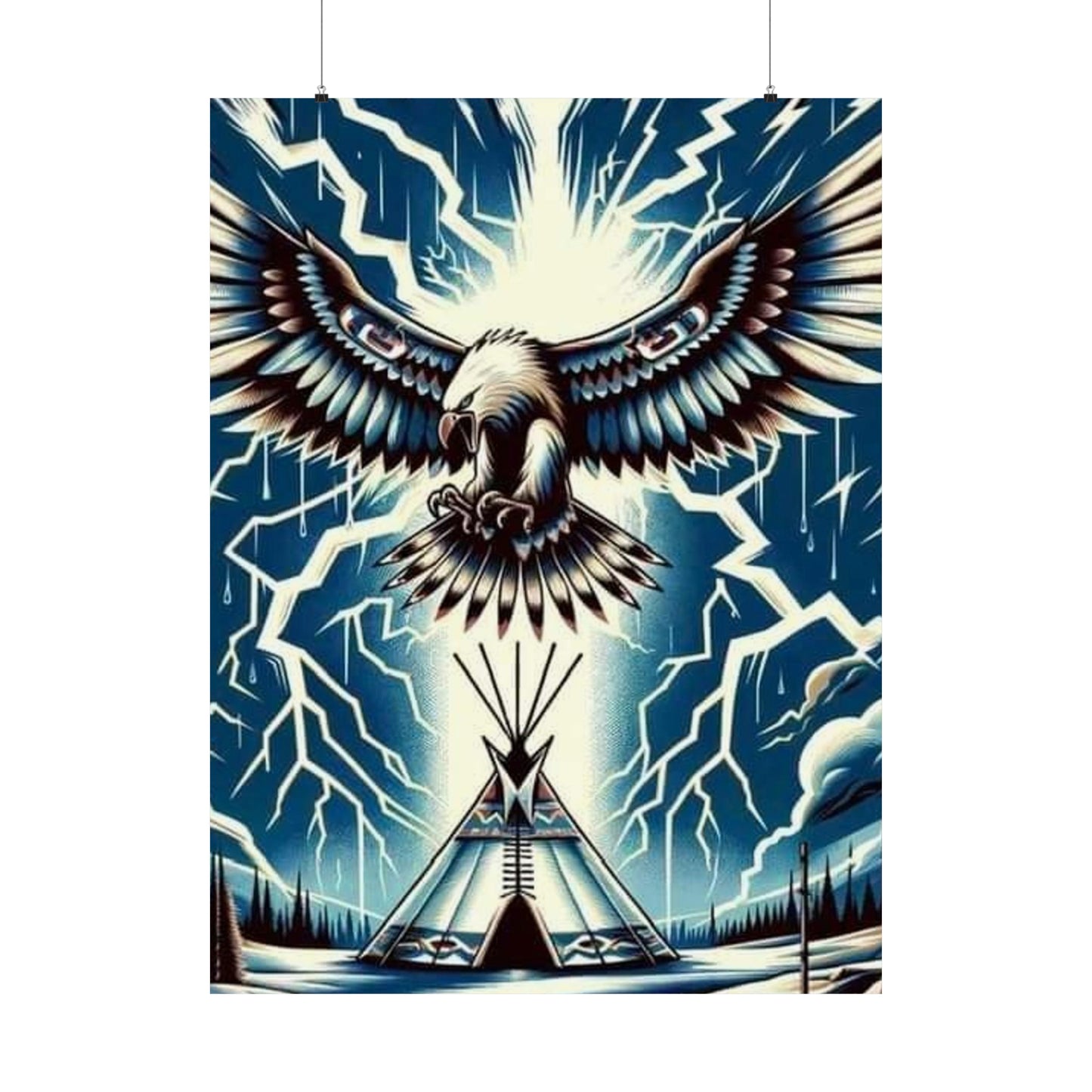 Eagle over teepee Matte Vertical Posters