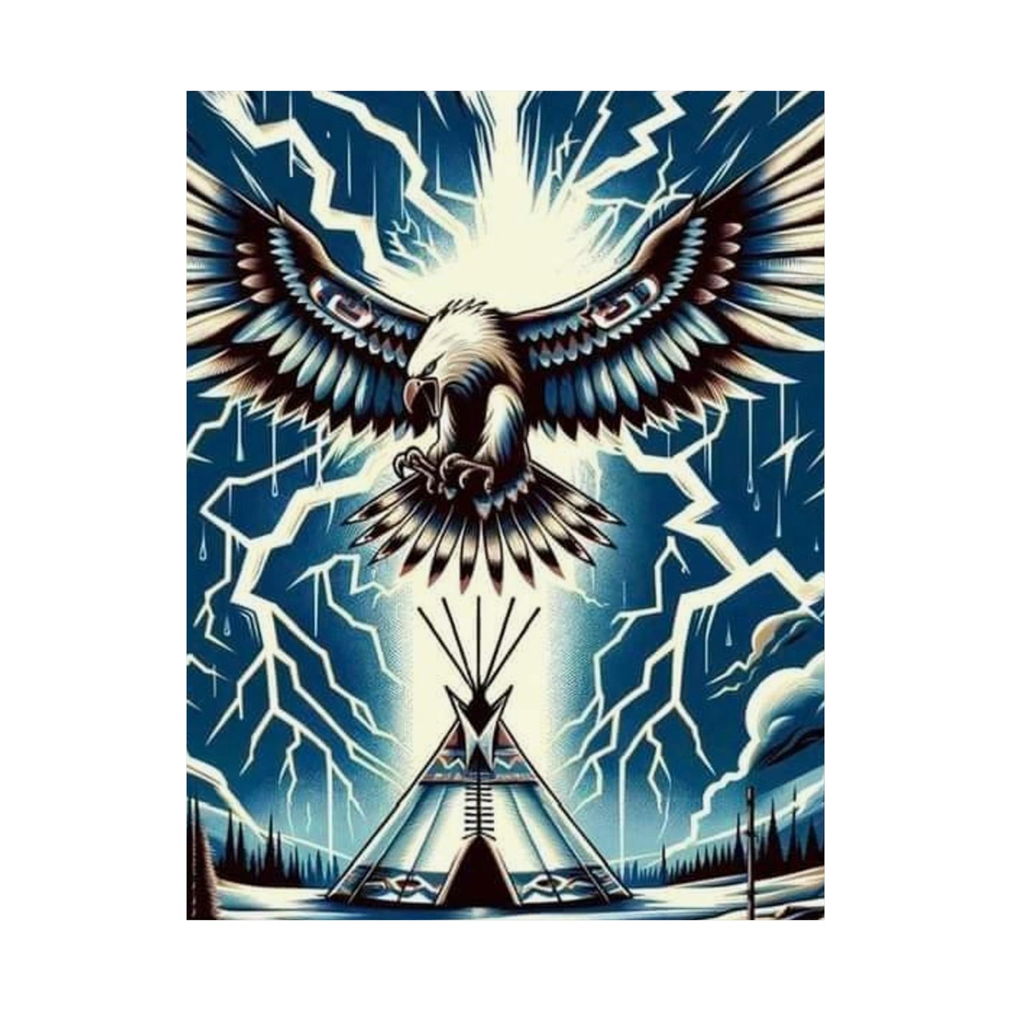 Eagle over teepee Matte Vertical Posters