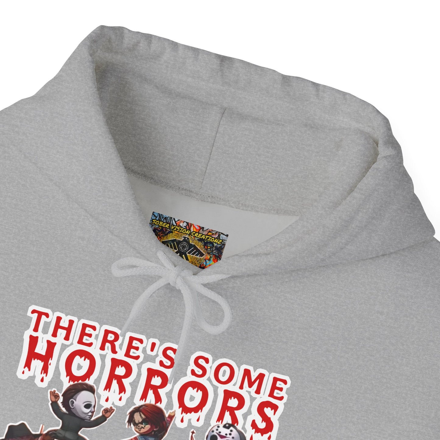 There's some horrors in this house Unisex Hoodie: Perfect for Fans of Spooky Vibes, Halloween, and Cozy Nights, Gifts for Horror Lovers, Fun Apparel