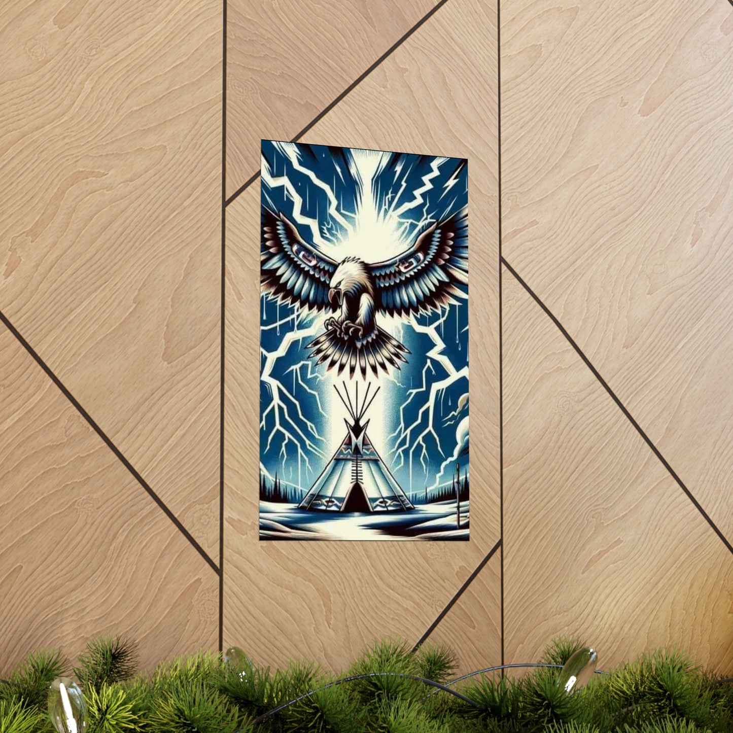 Eagle over teepee Matte Vertical Posters