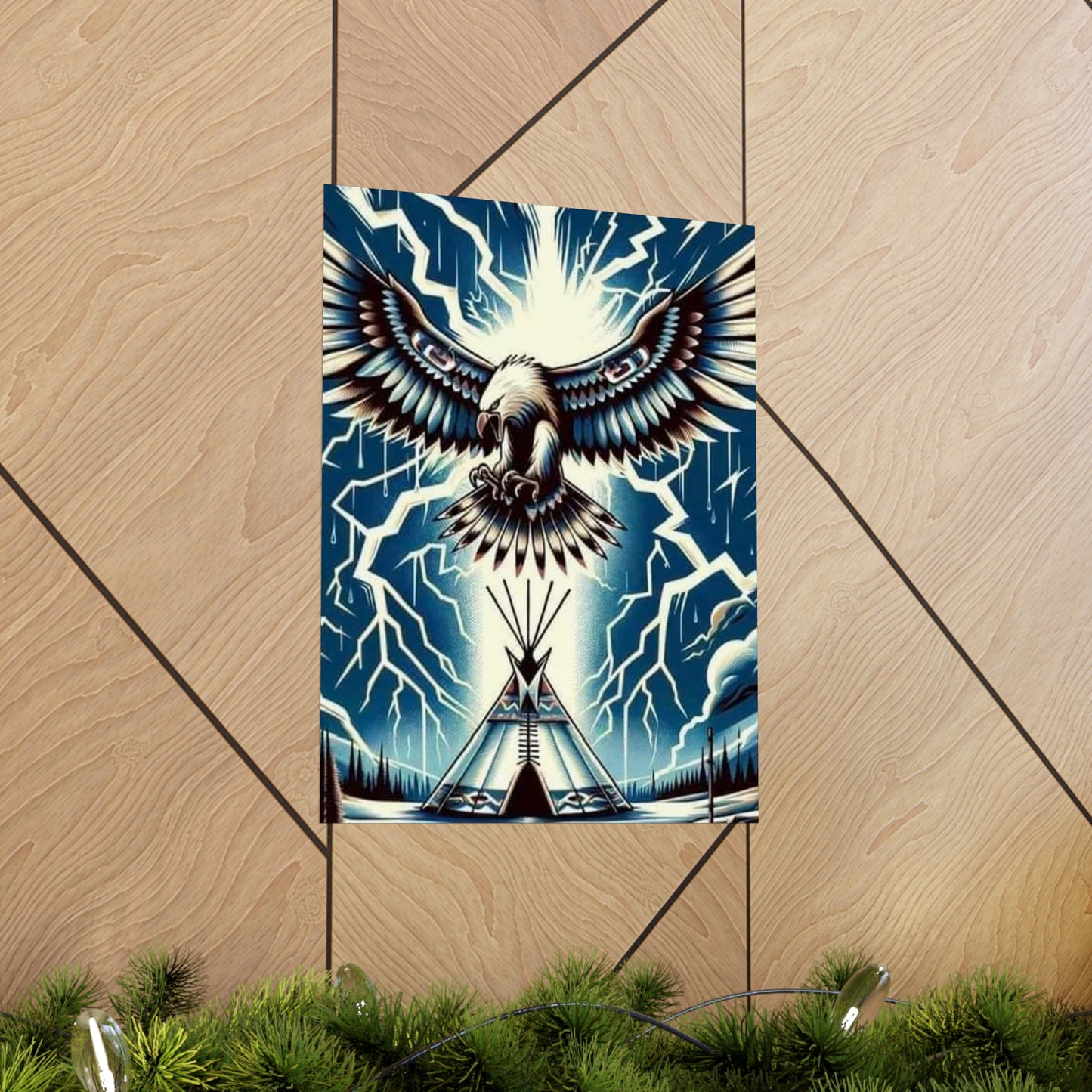 Eagle over teepee Matte Vertical Posters