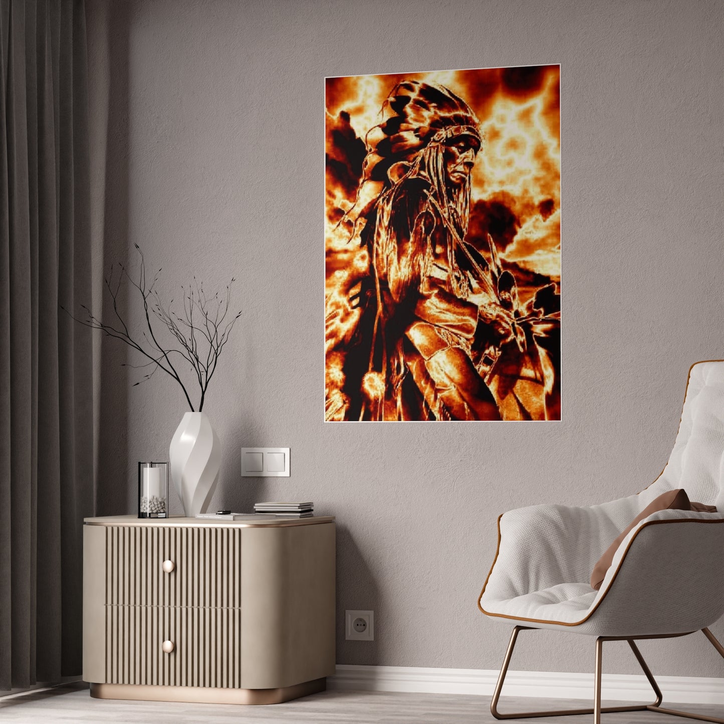 Chief in the fire sky Gloss Posters