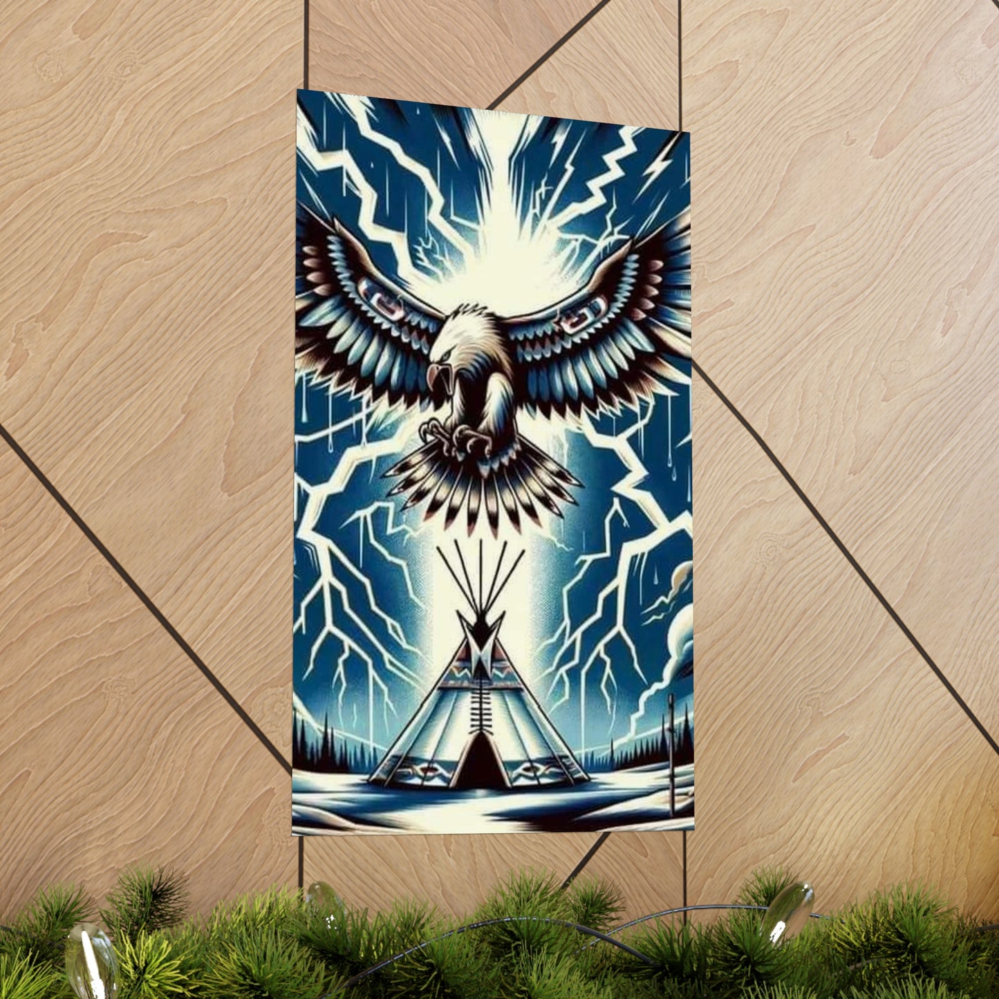 Eagle over teepee Matte Vertical Posters