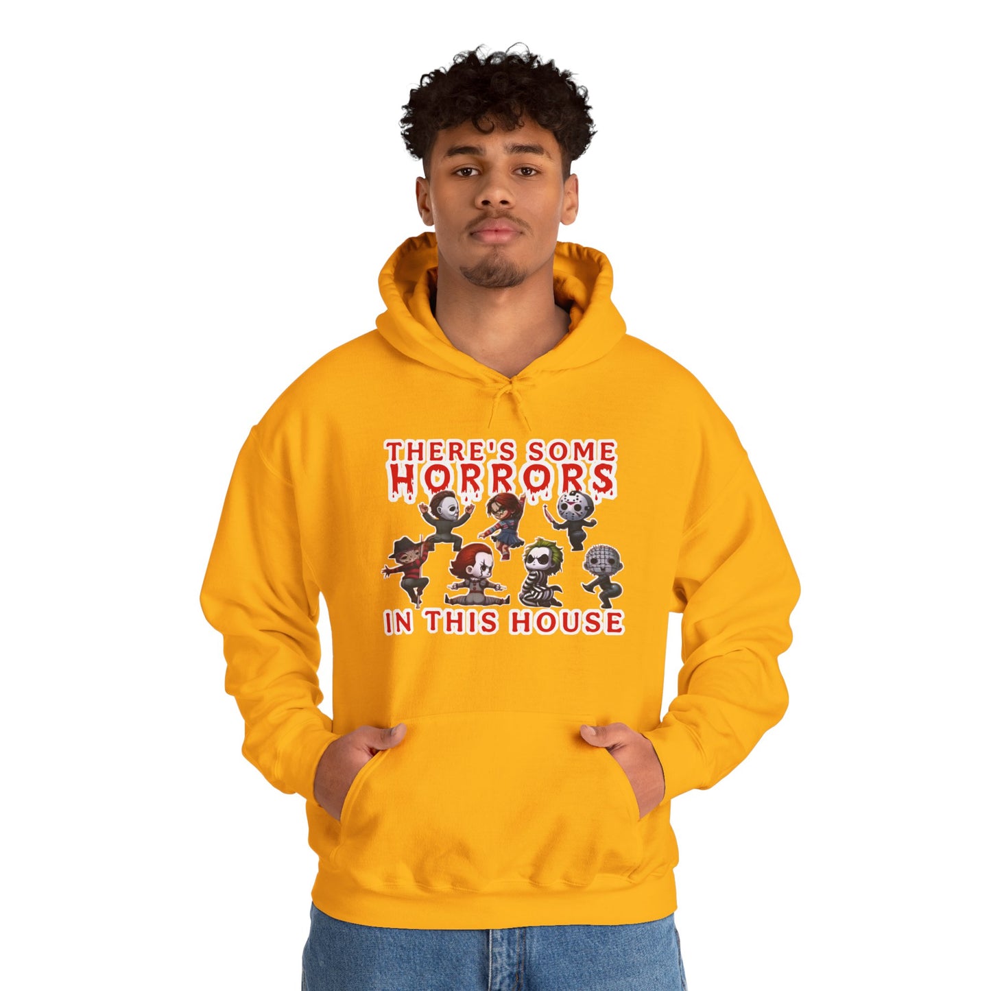 There's some horrors in this house Unisex Hoodie: Perfect for Fans of Spooky Vibes, Halloween, and Cozy Nights, Gifts for Horror Lovers, Fun Apparel