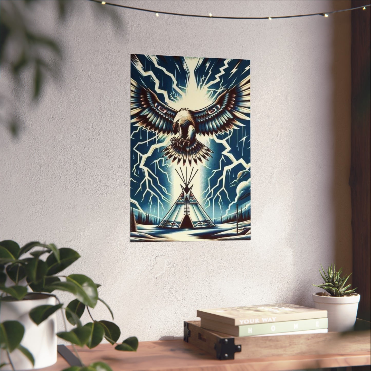 Eagle over teepee Matte Vertical Posters