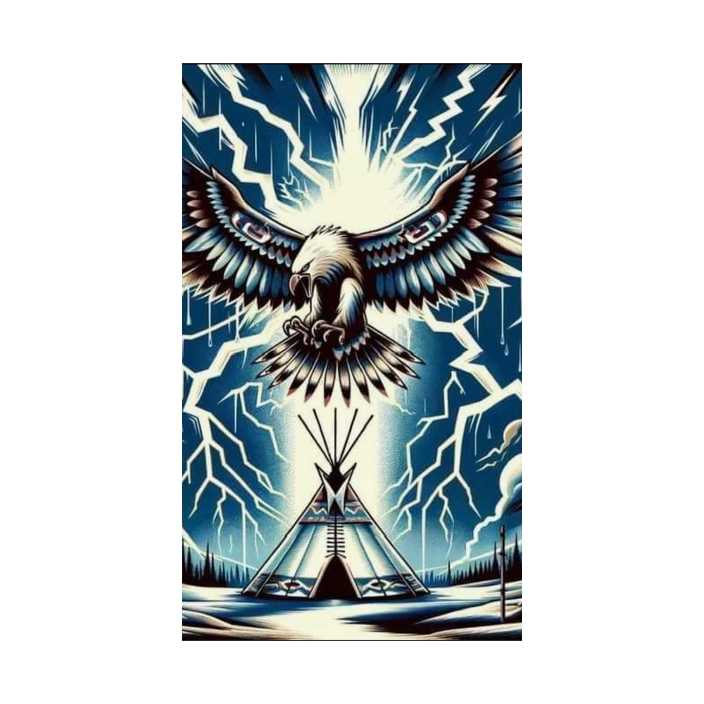 Eagle over teepee Matte Vertical Posters