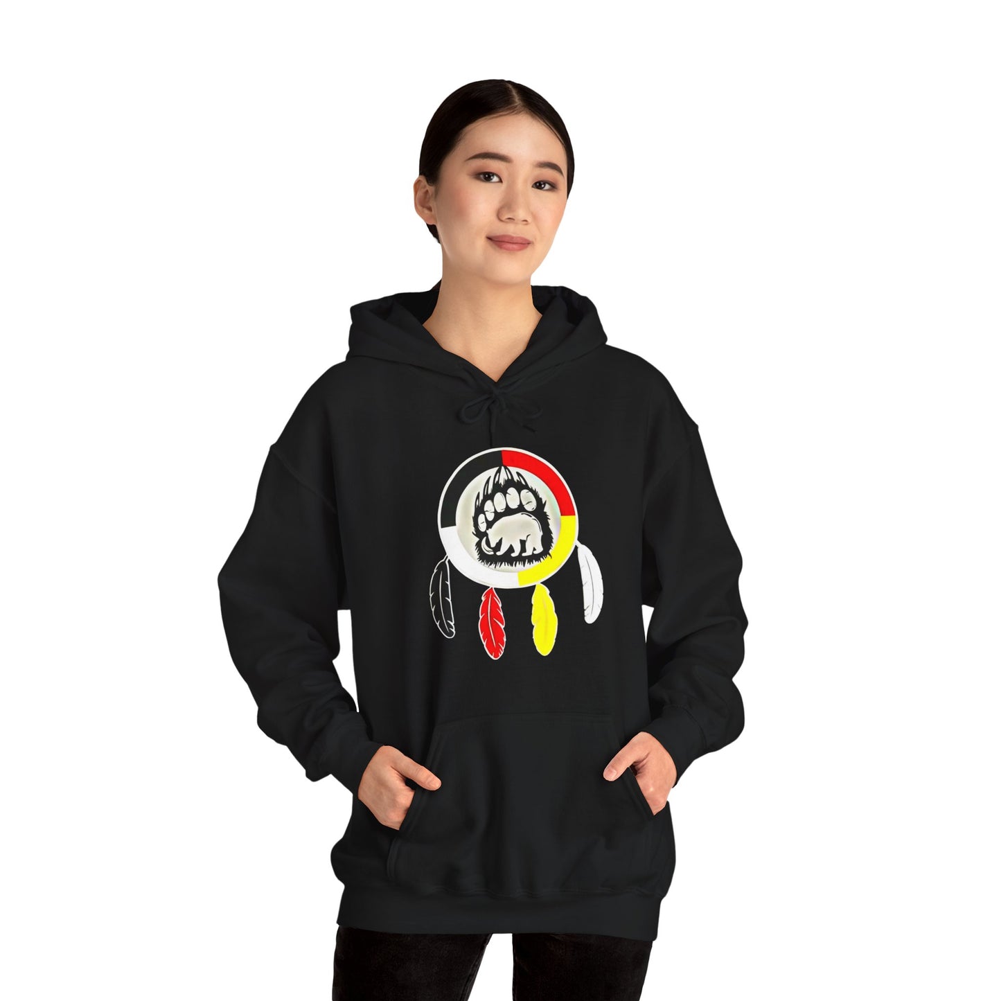 Medicine wheel w/ bear and bear paw Unisex Heavy Blend™ Hooded Sweatshirt