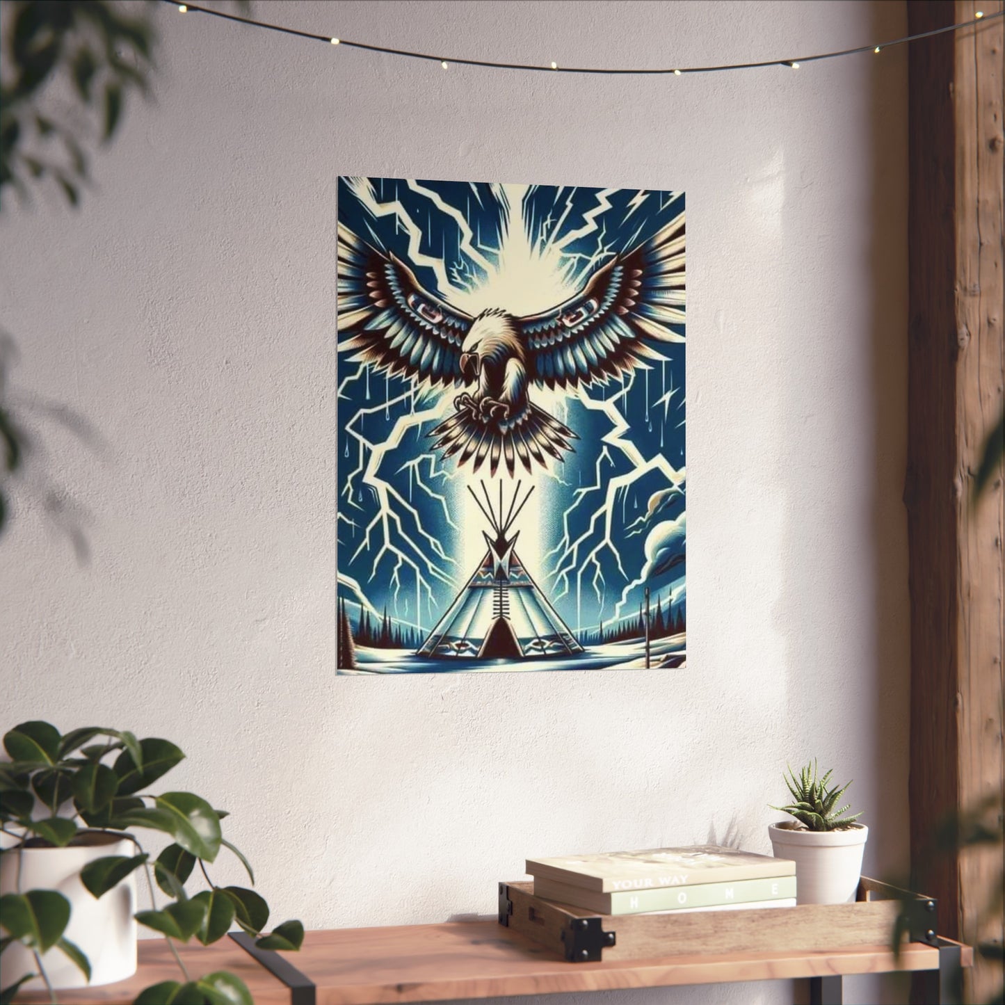 Eagle over teepee Matte Vertical Posters