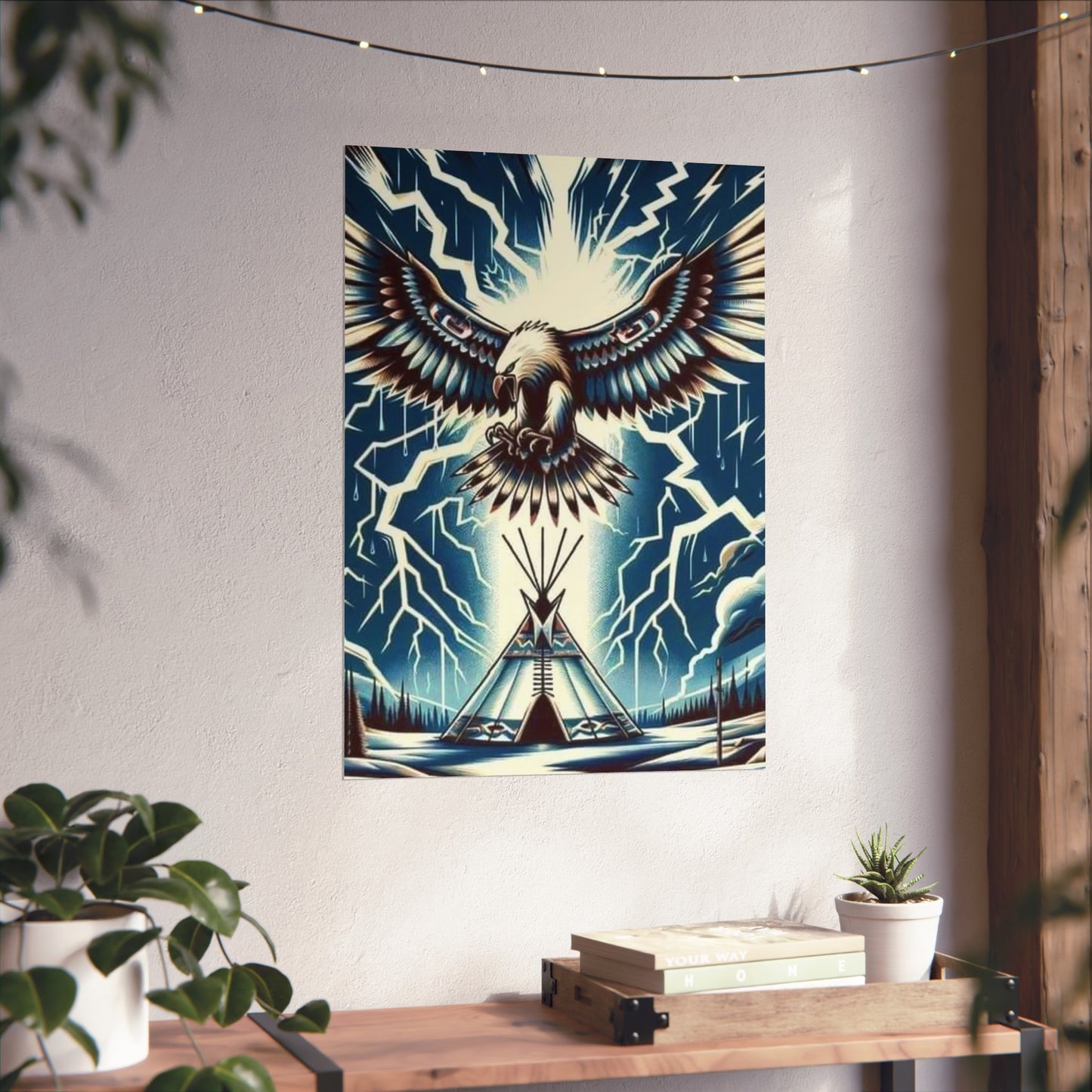 Eagle over teepee Matte Vertical Posters